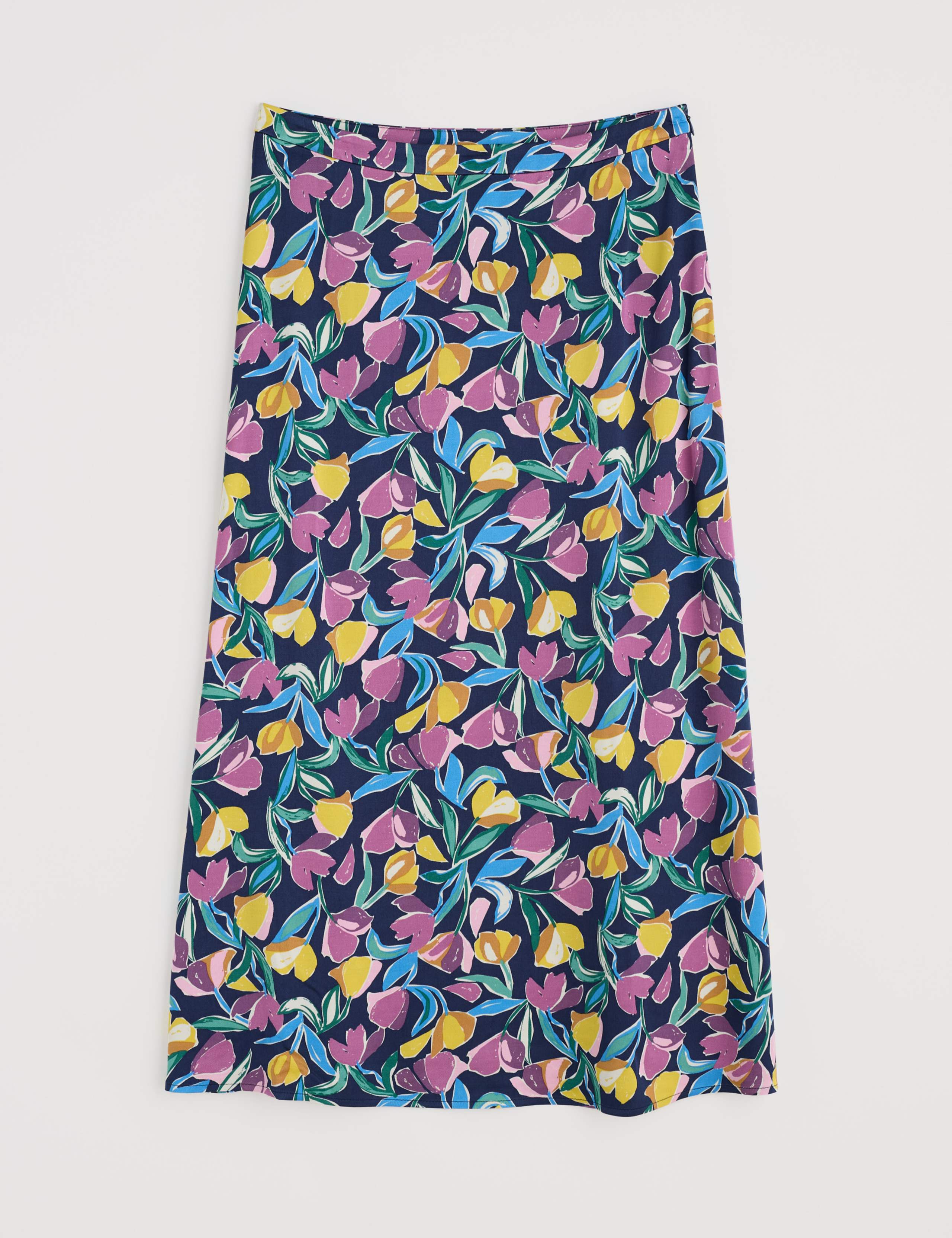 Floral Side Split Midi A-Line Skirt 2 of 5