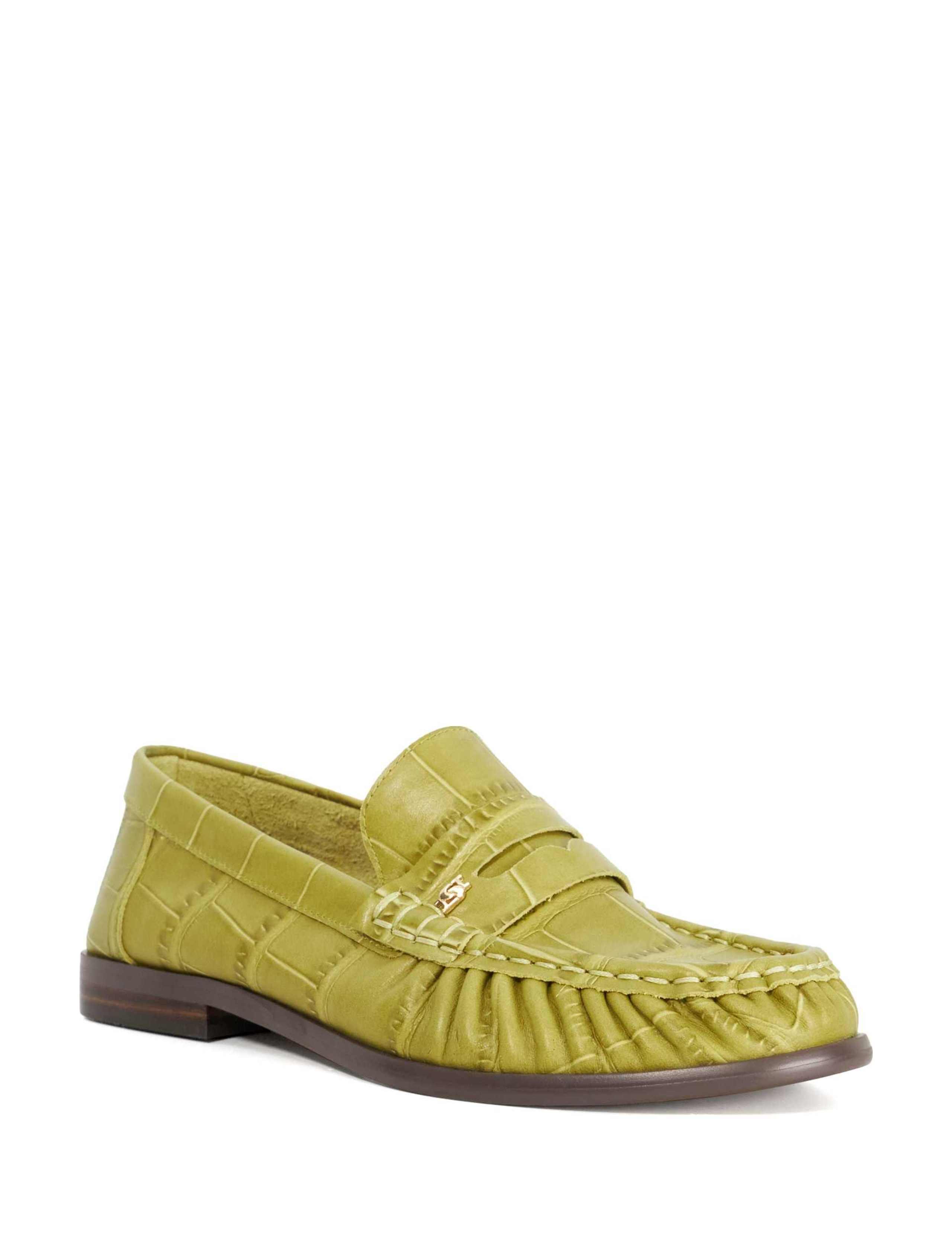 Leather Croc Ruched Detail Penny Loafers 2 of 5