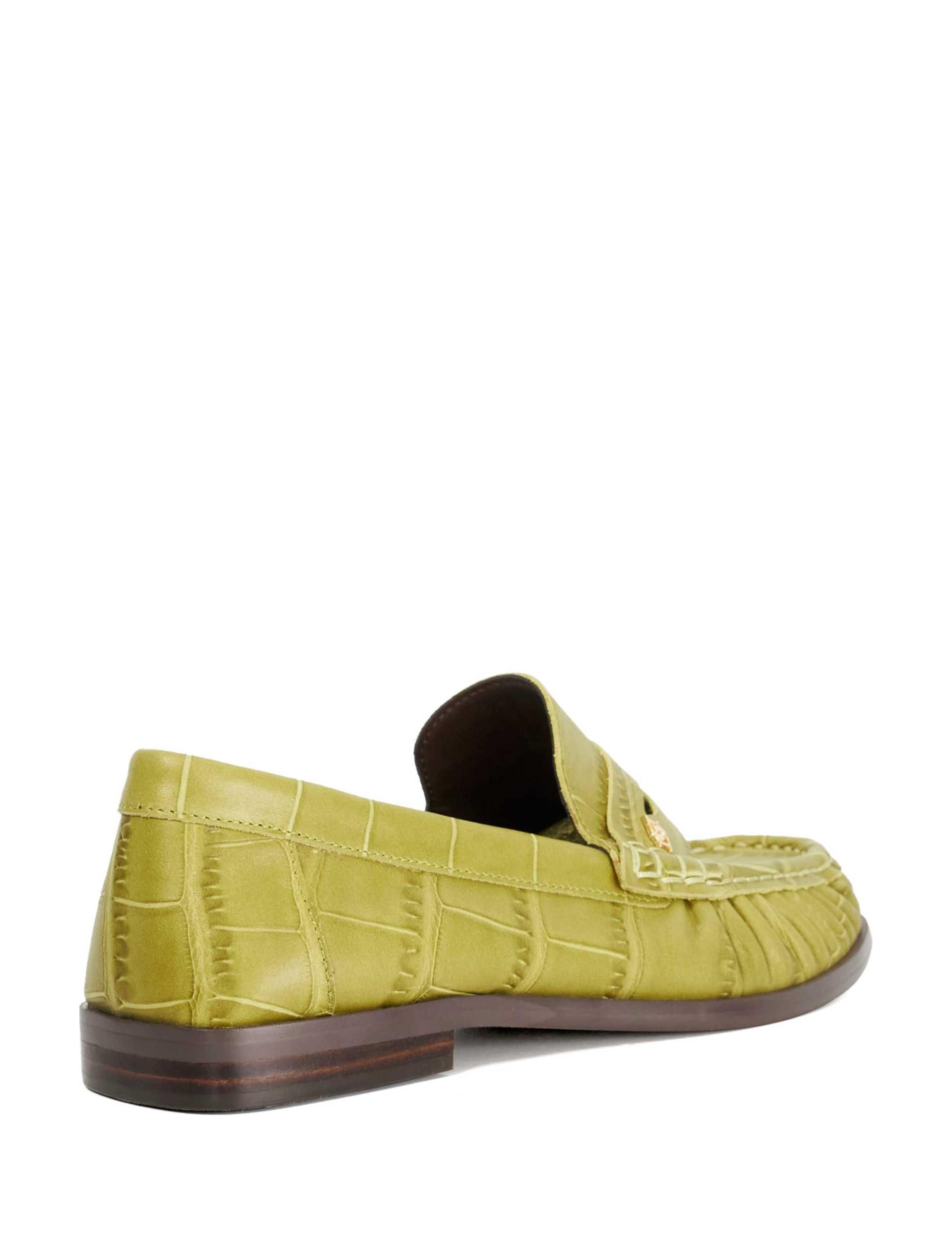 Leather Croc Ruched Detail Penny Loafers 3 of 5