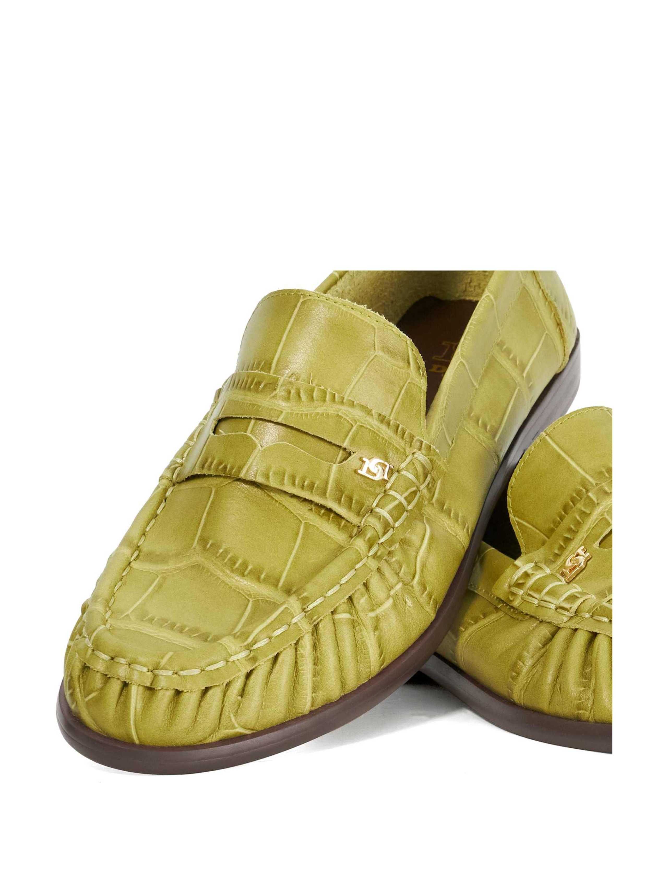 Leather Croc Ruched Detail Penny Loafers 5 of 5