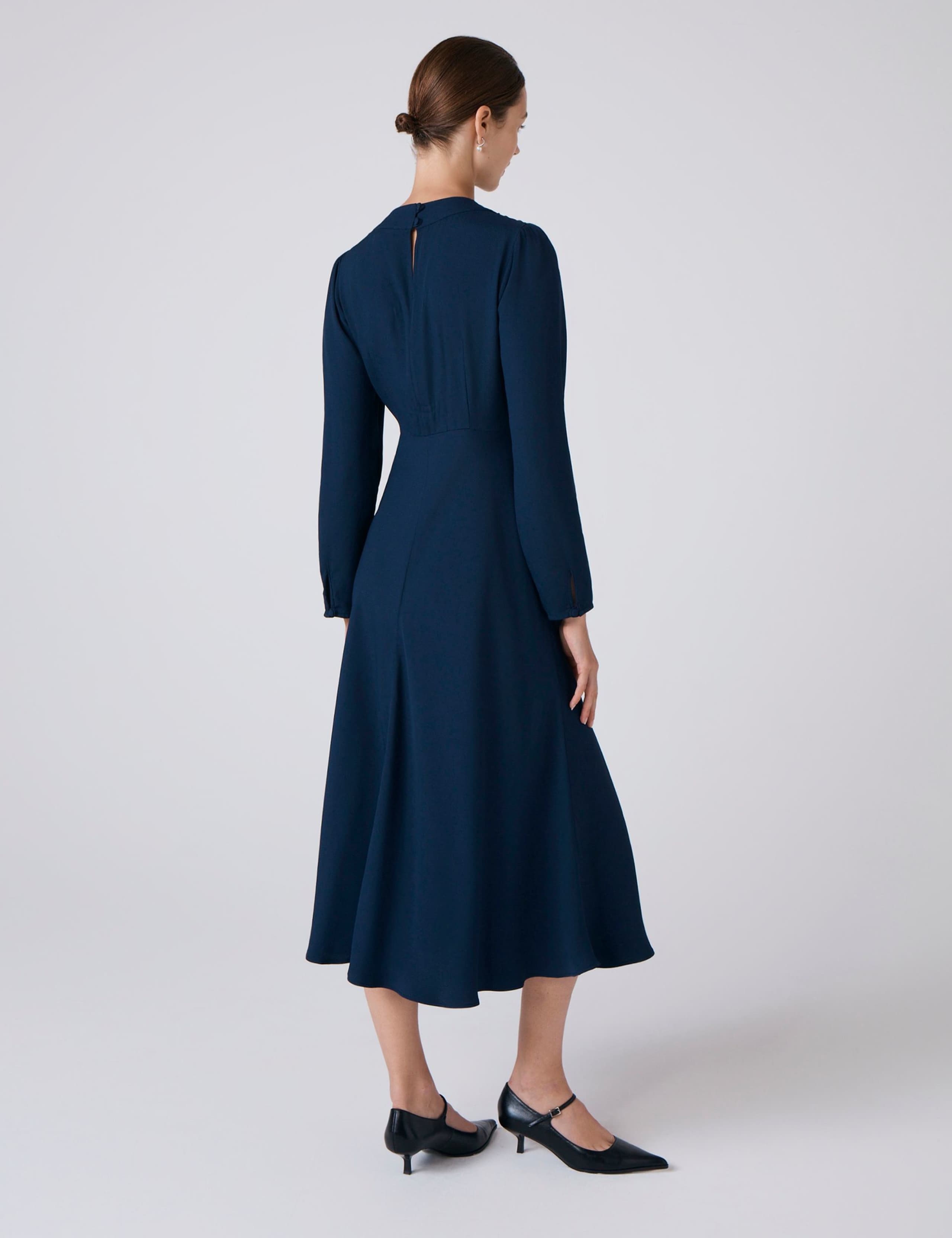 Crepe Tie Front Midi Skater Dress 3 of 4