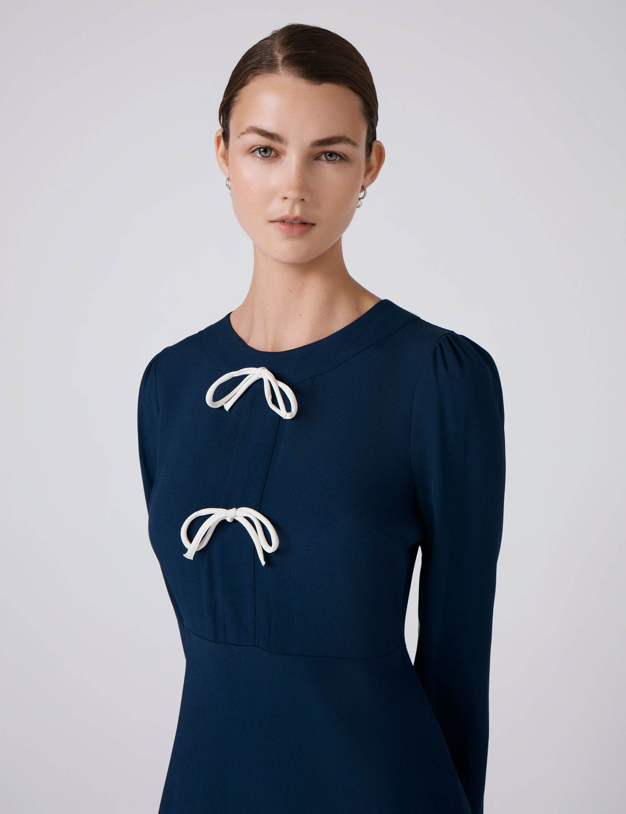 Crepe Tie Front Midi Skater Dress 4 of 4