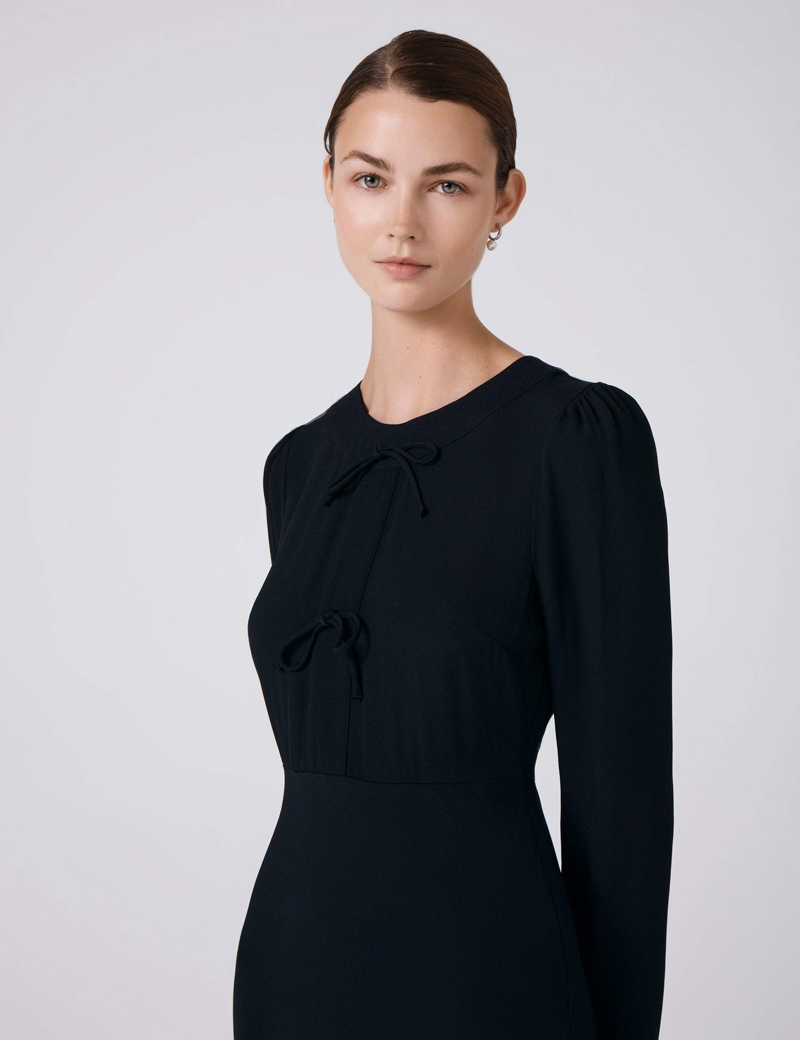 Crepe Tie Front Midi Skater Dress 2 of 5