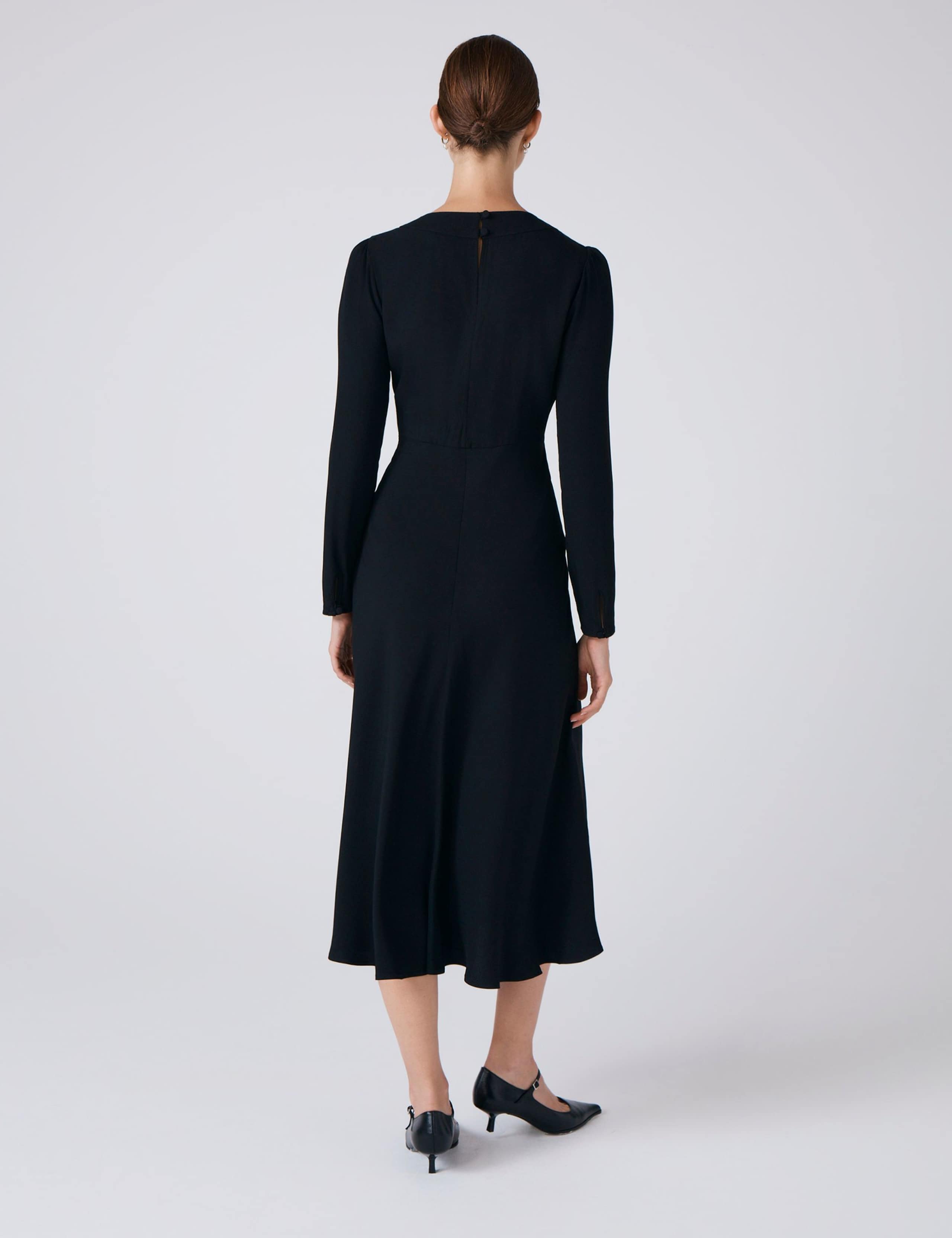 Crepe Tie Front Midi Skater Dress 3 of 5