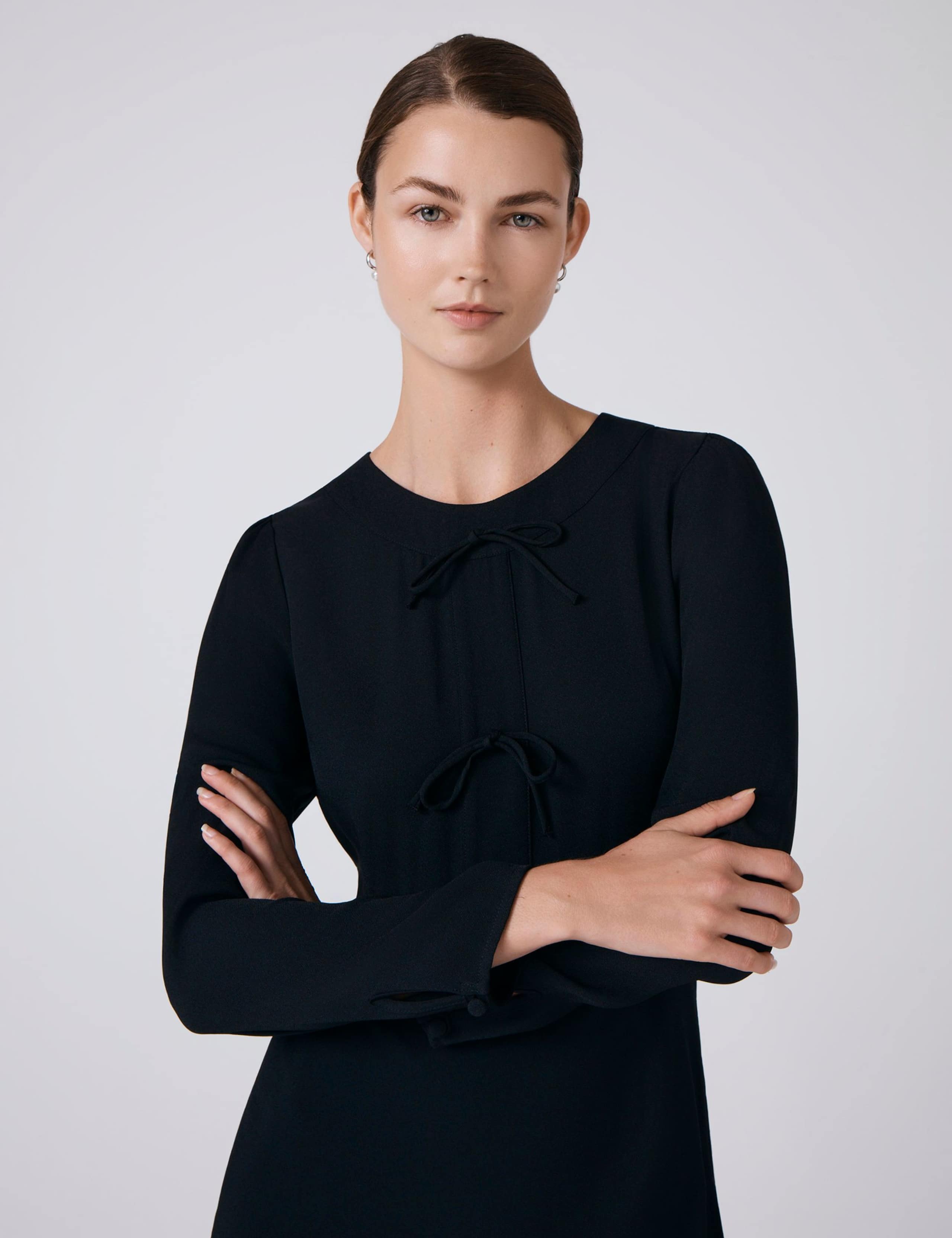 Crepe Tie Front Midi Skater Dress 4 of 5