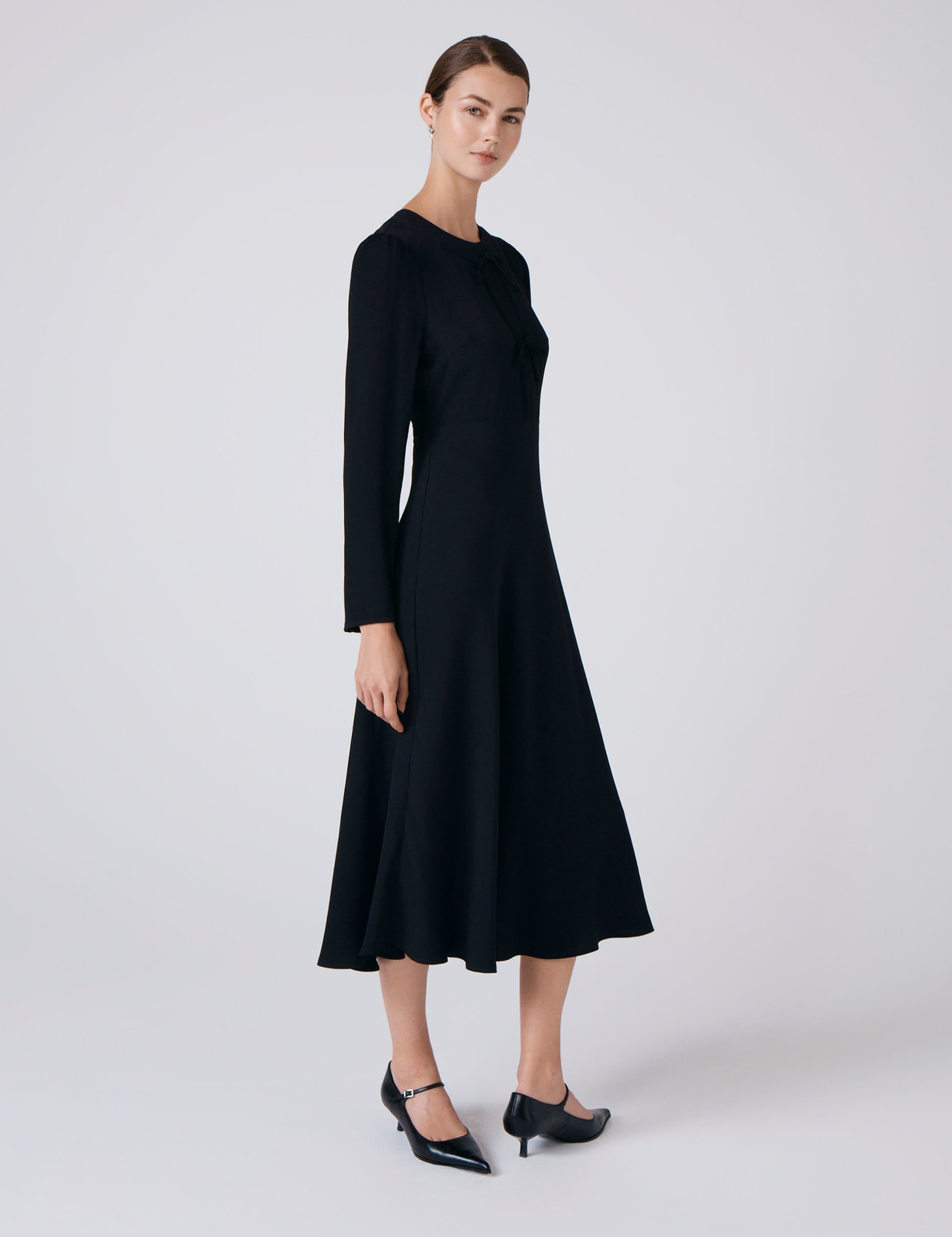 Crepe Tie Front Midi Skater Dress 5 of 5