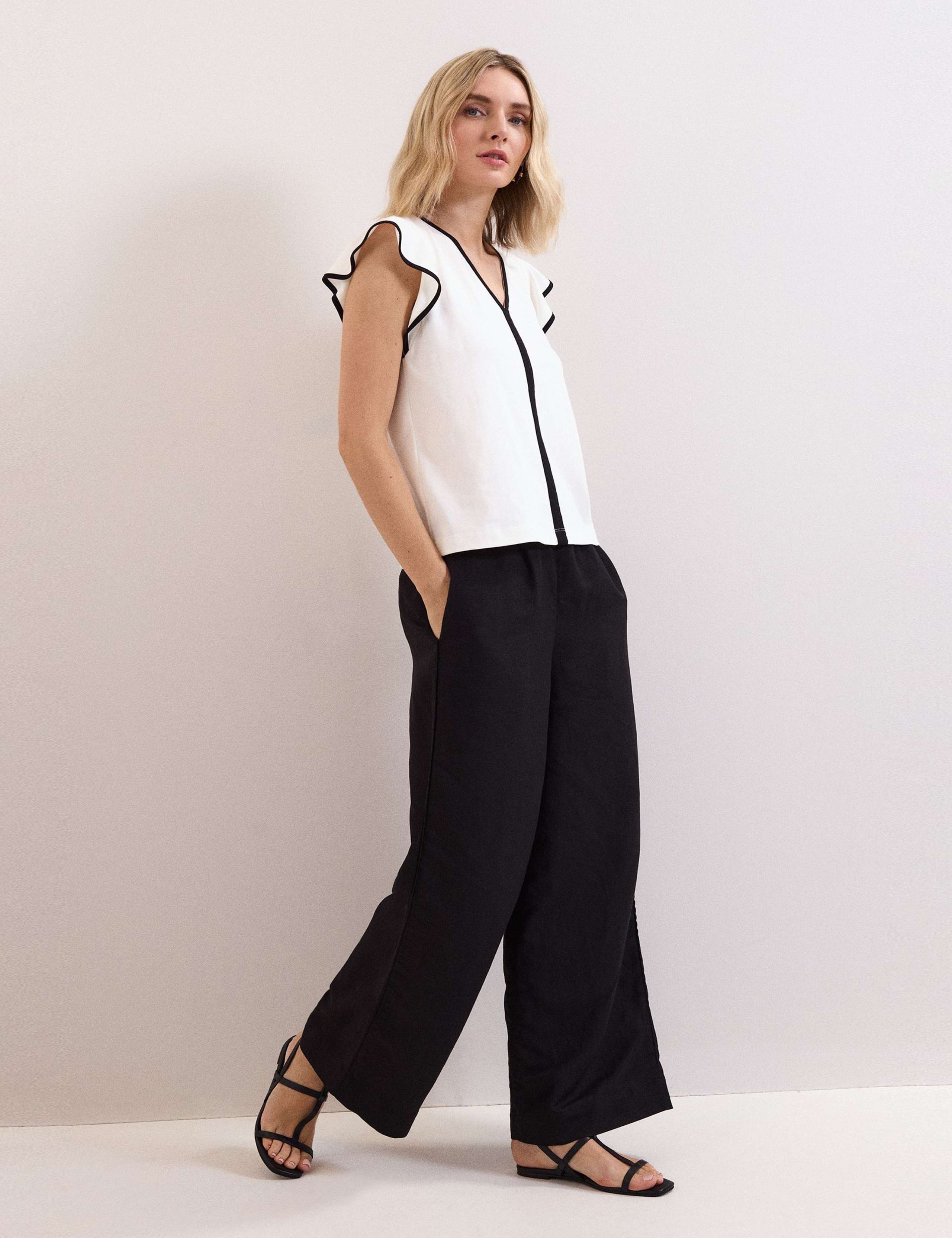 Pure Cotton V-Neck Flutter Sleeve Top 2 of 5