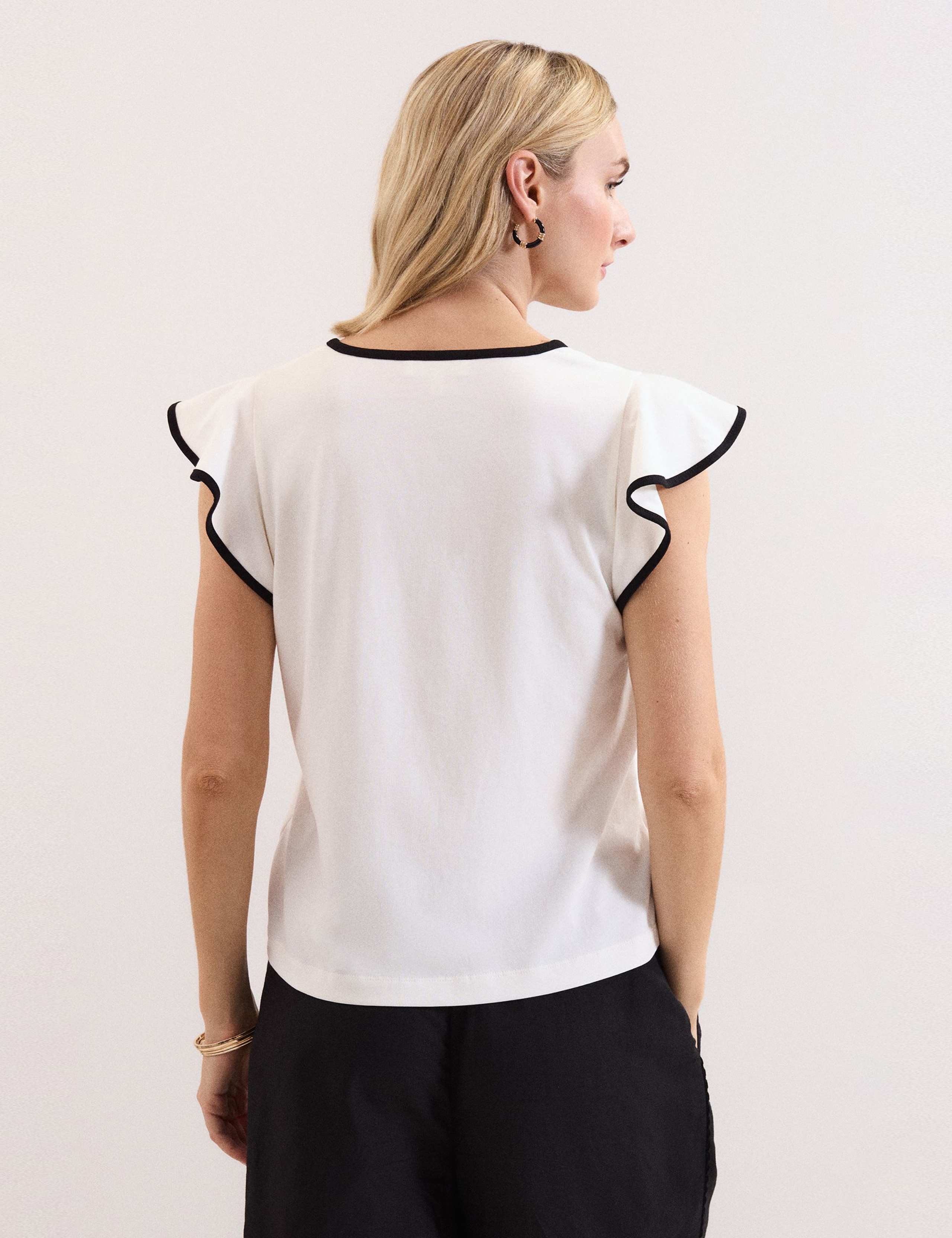 Pure Cotton V-Neck Flutter Sleeve Top 4 of 5