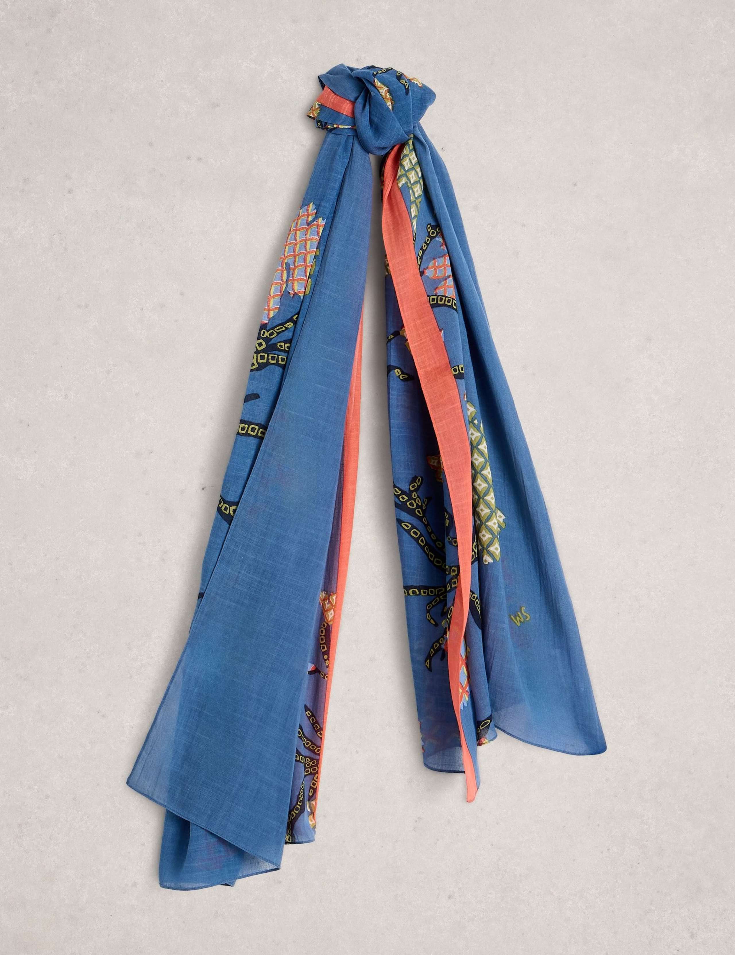 Cotton Blend Printed Scarf 1 of 3