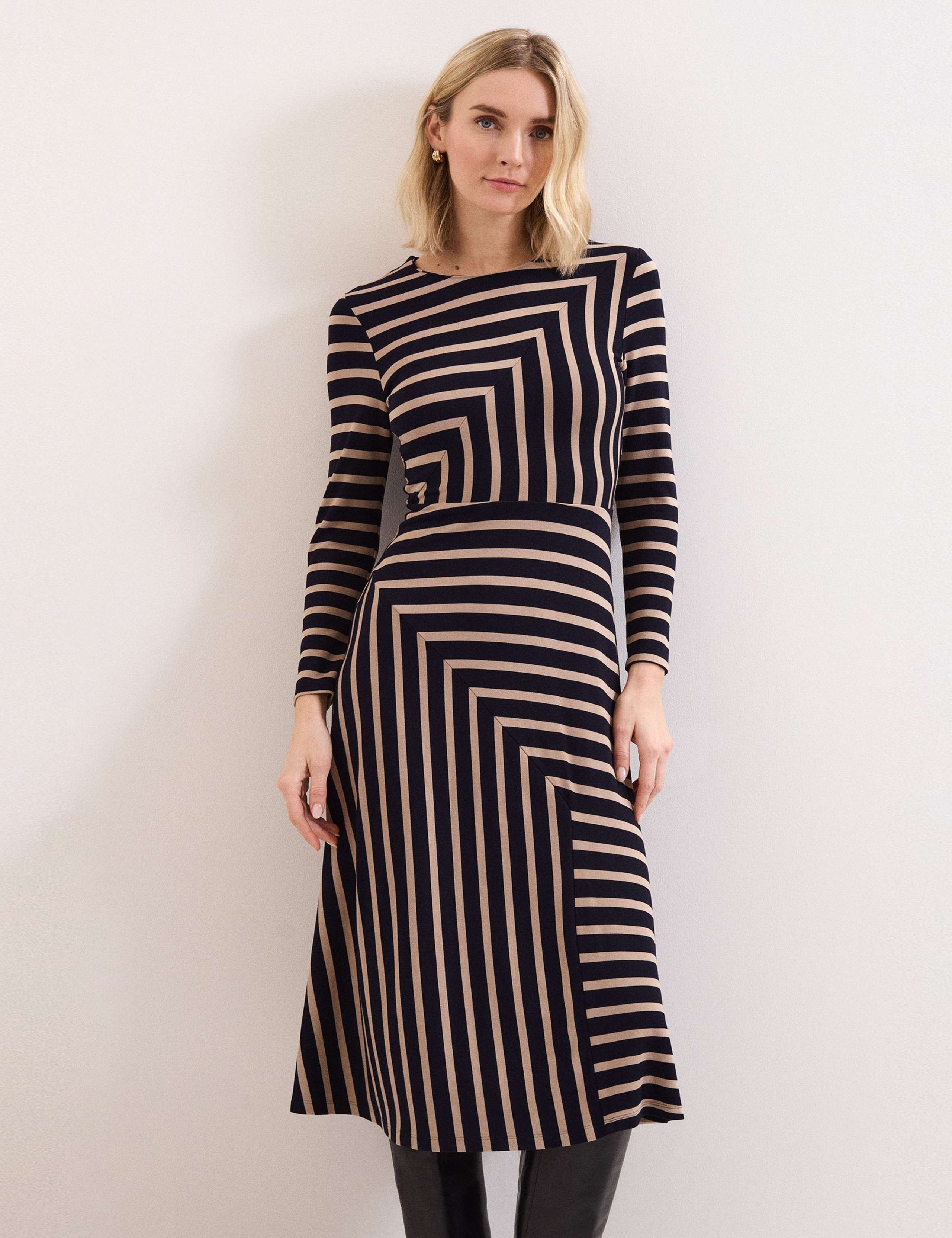 Striped Midi Waisted Dress 4 of 6