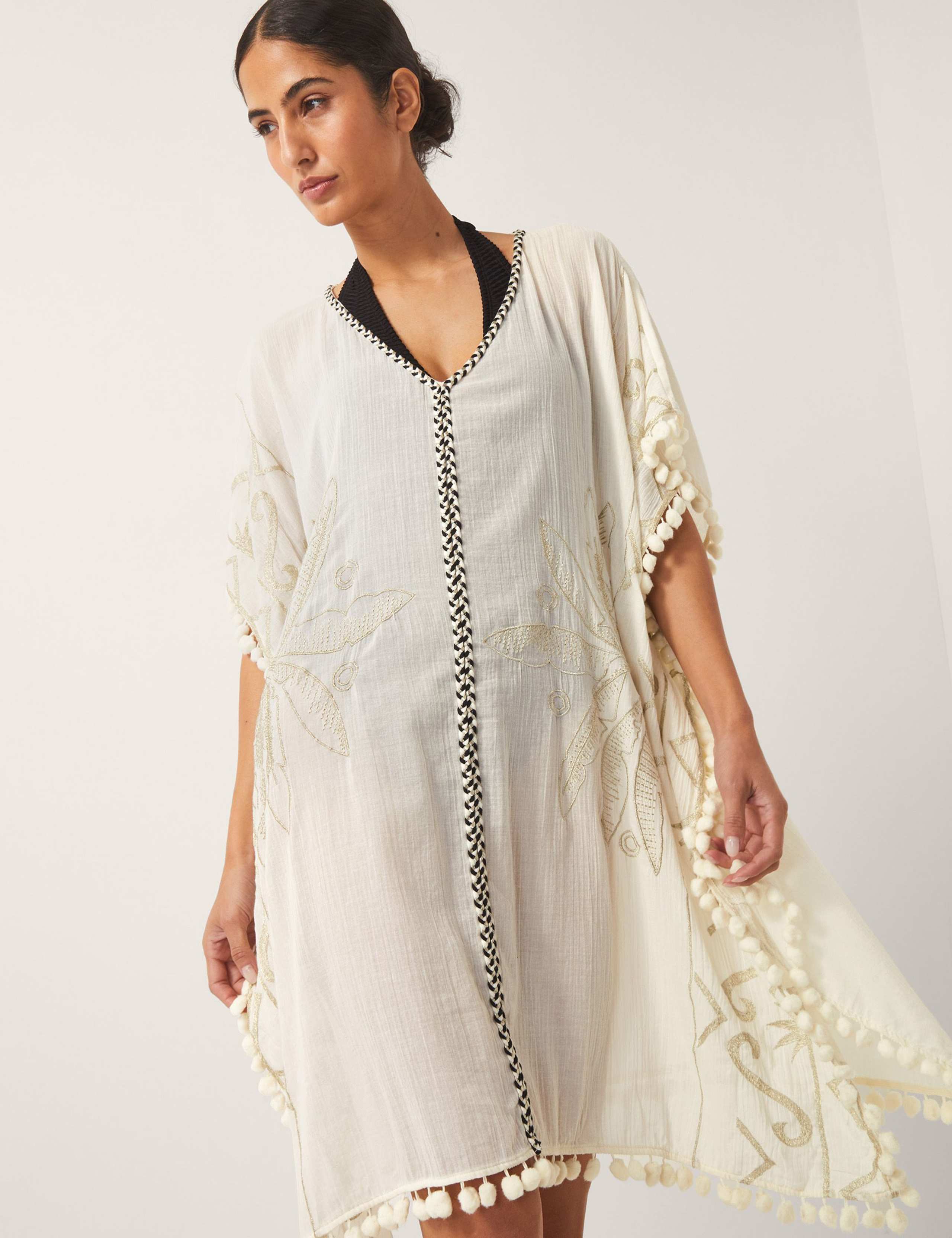 Pure Cotton Printed V-Neck Kaftan 3 of 5
