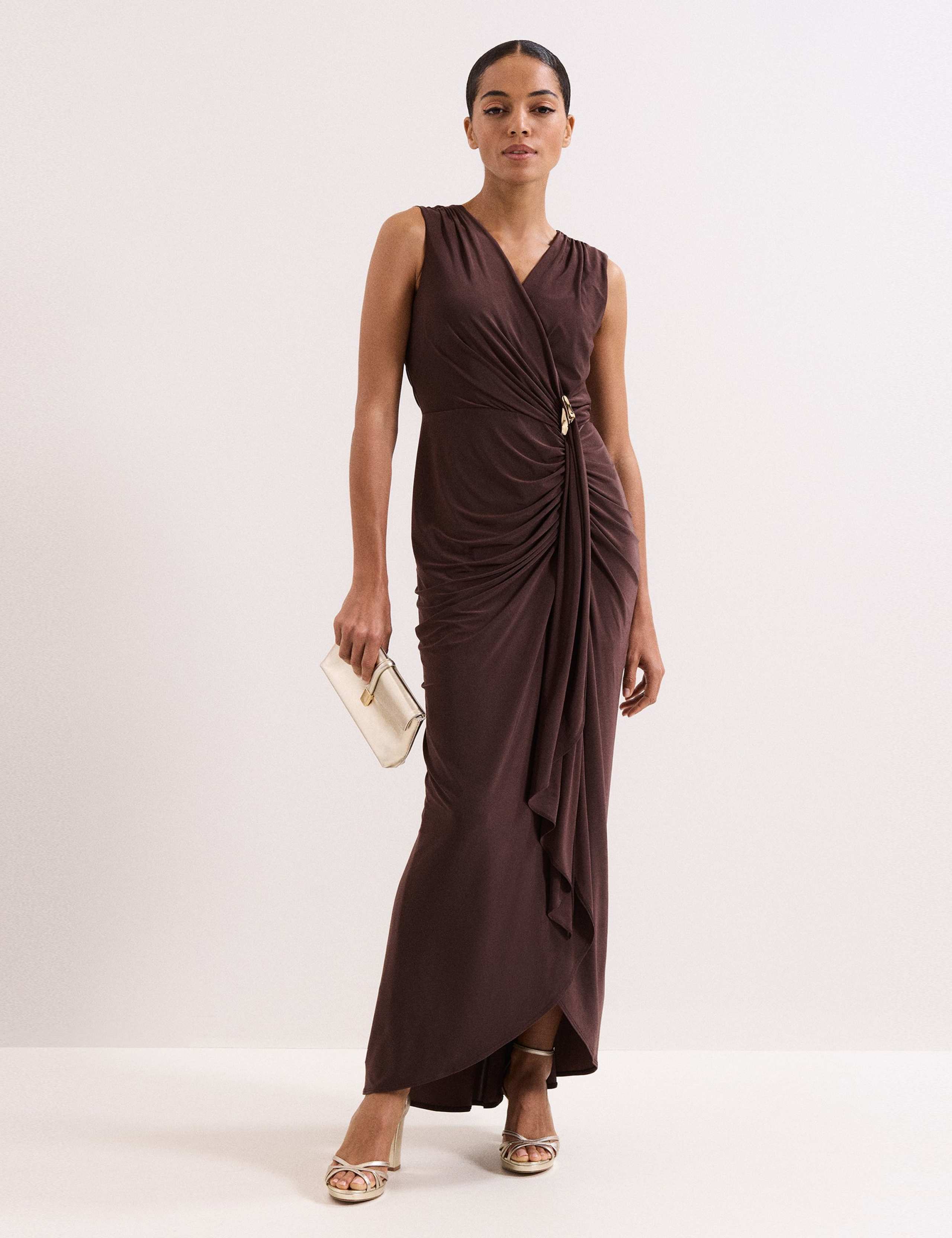 V-Neck Maxi Wrap Dress 3 of 10