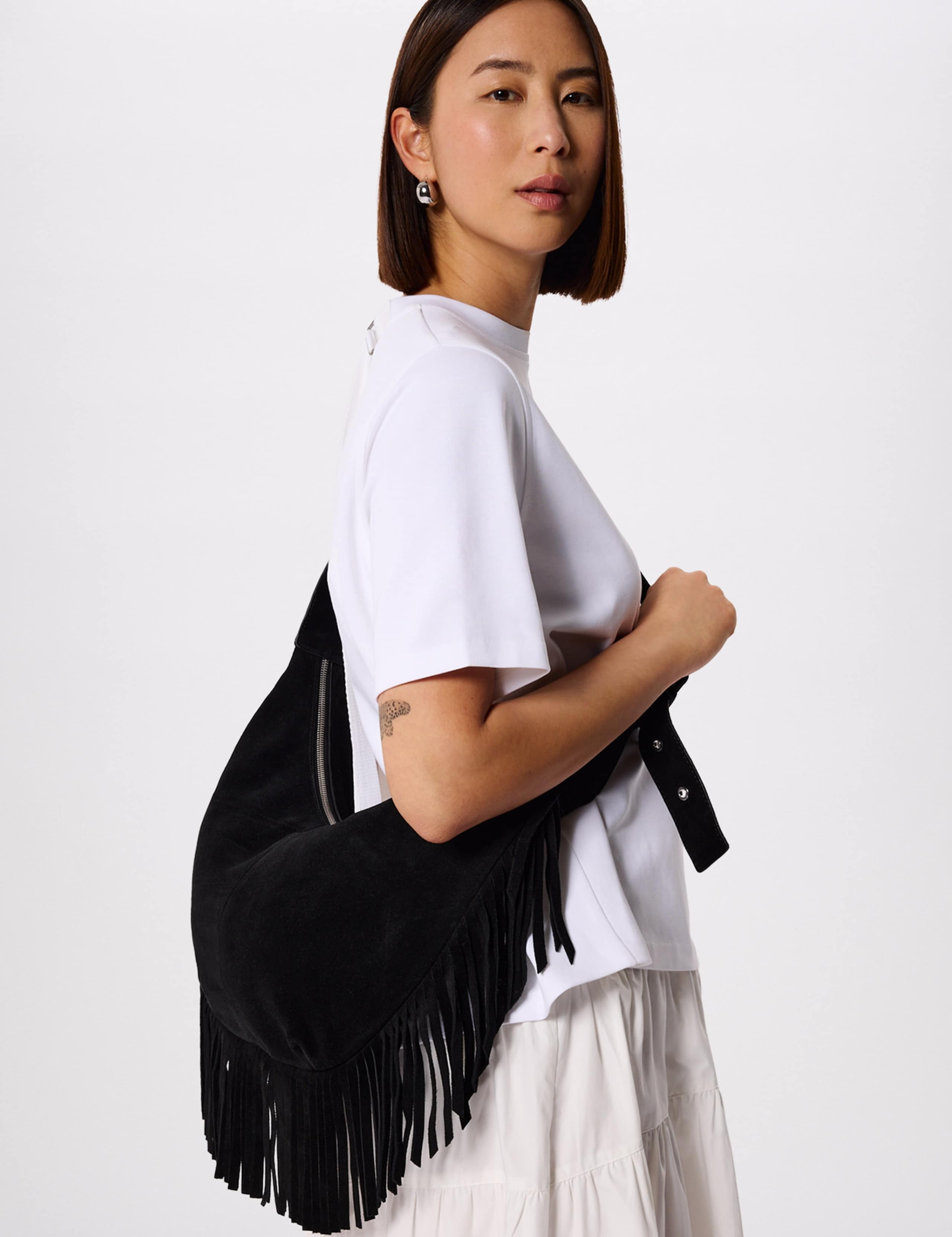 Suede Fringed Shoulder Bag 2 of 3