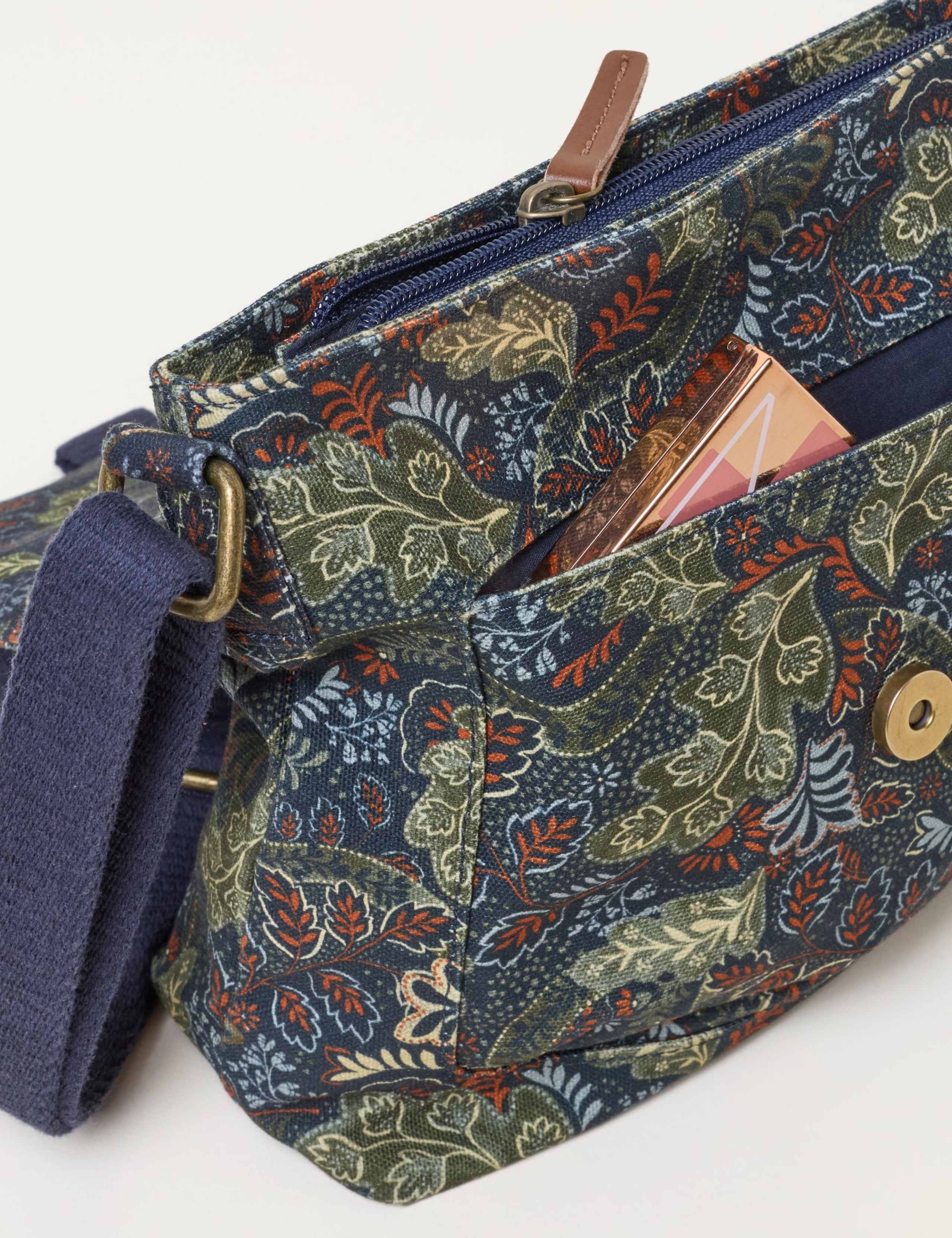 Canvas Leaf Print Cross Body Bag 3 of 3