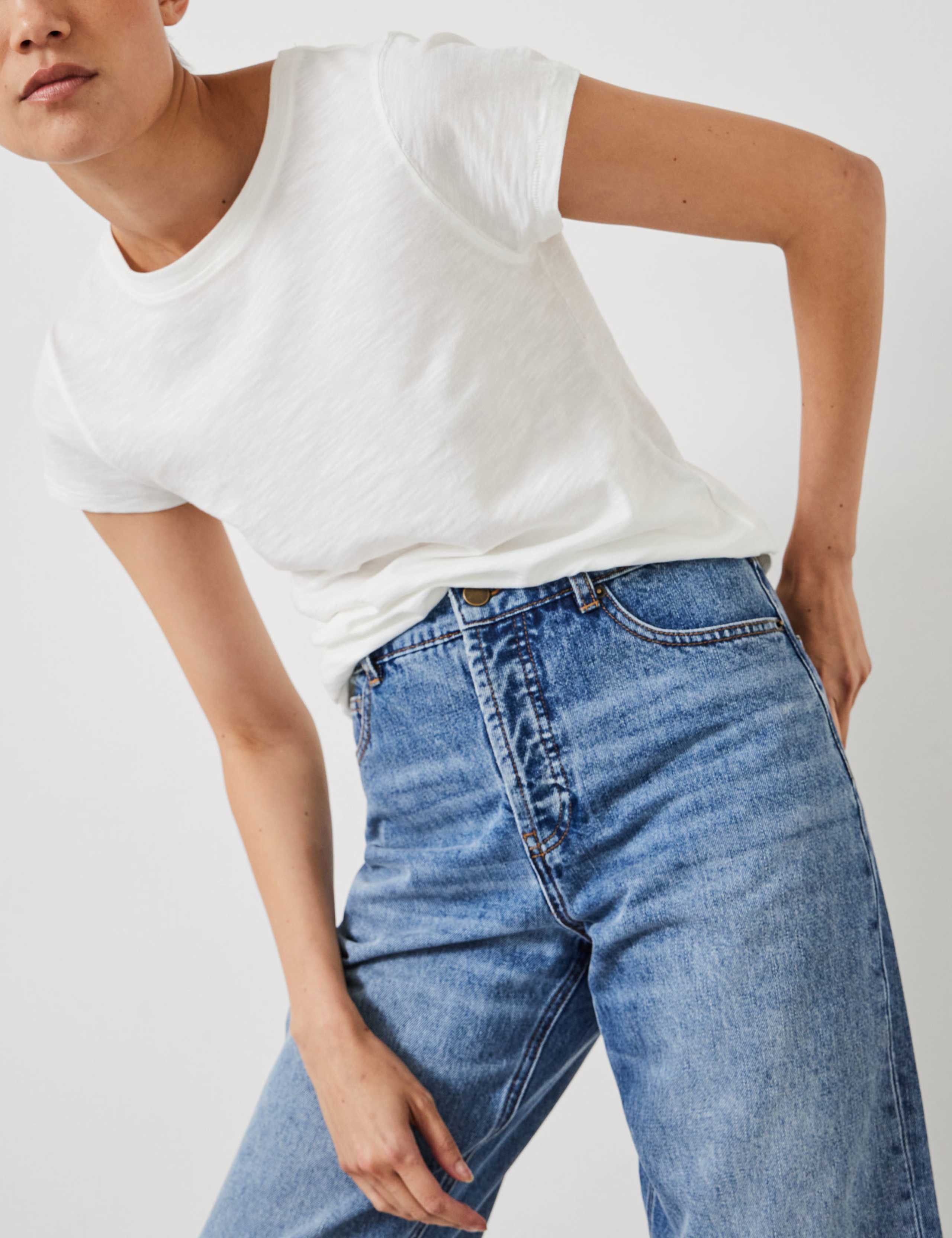 Boyfriend Mid Rise Cropped Turn Up Jeans 3 of 5