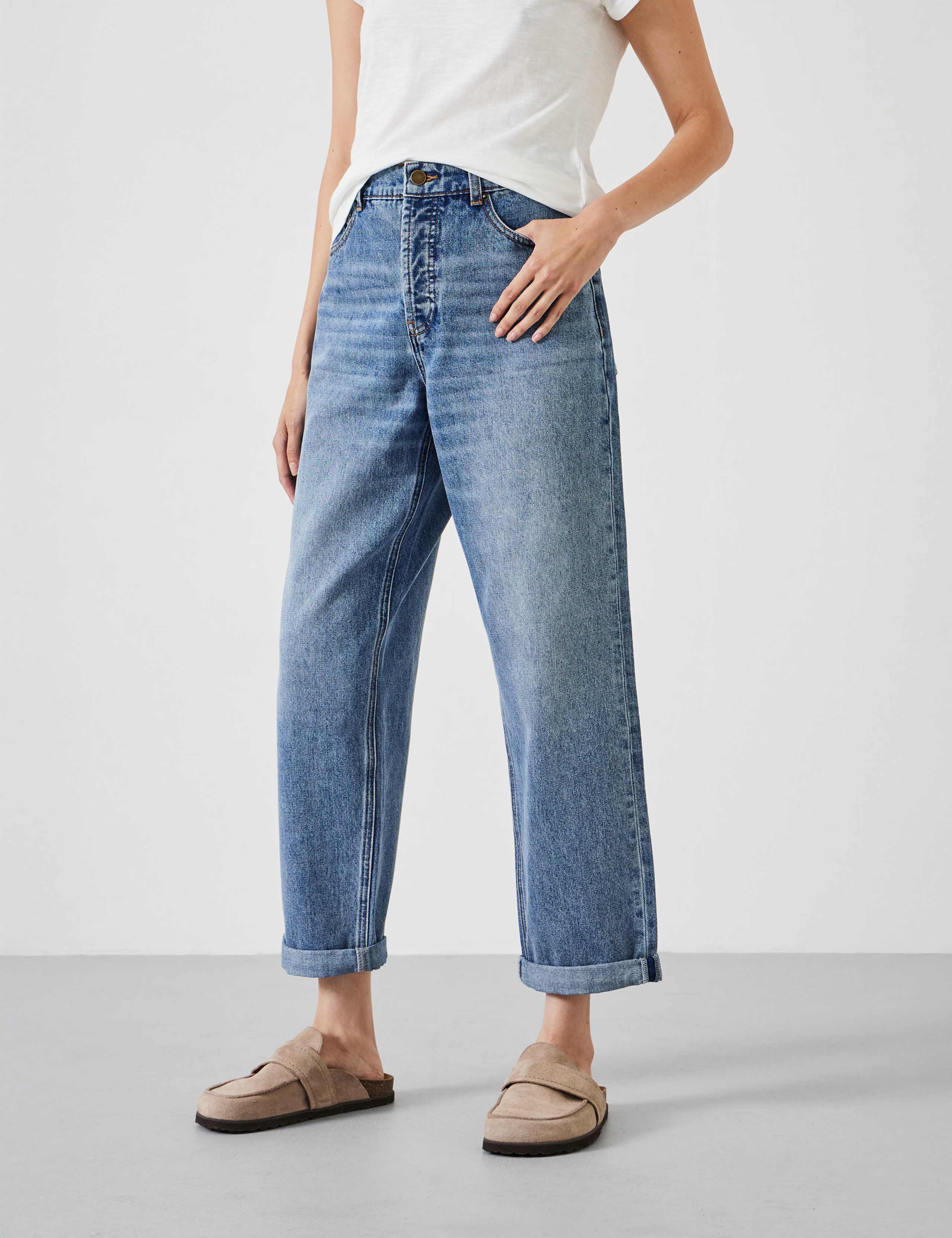 Boyfriend Mid Rise Cropped Turn Up Jeans 4 of 5