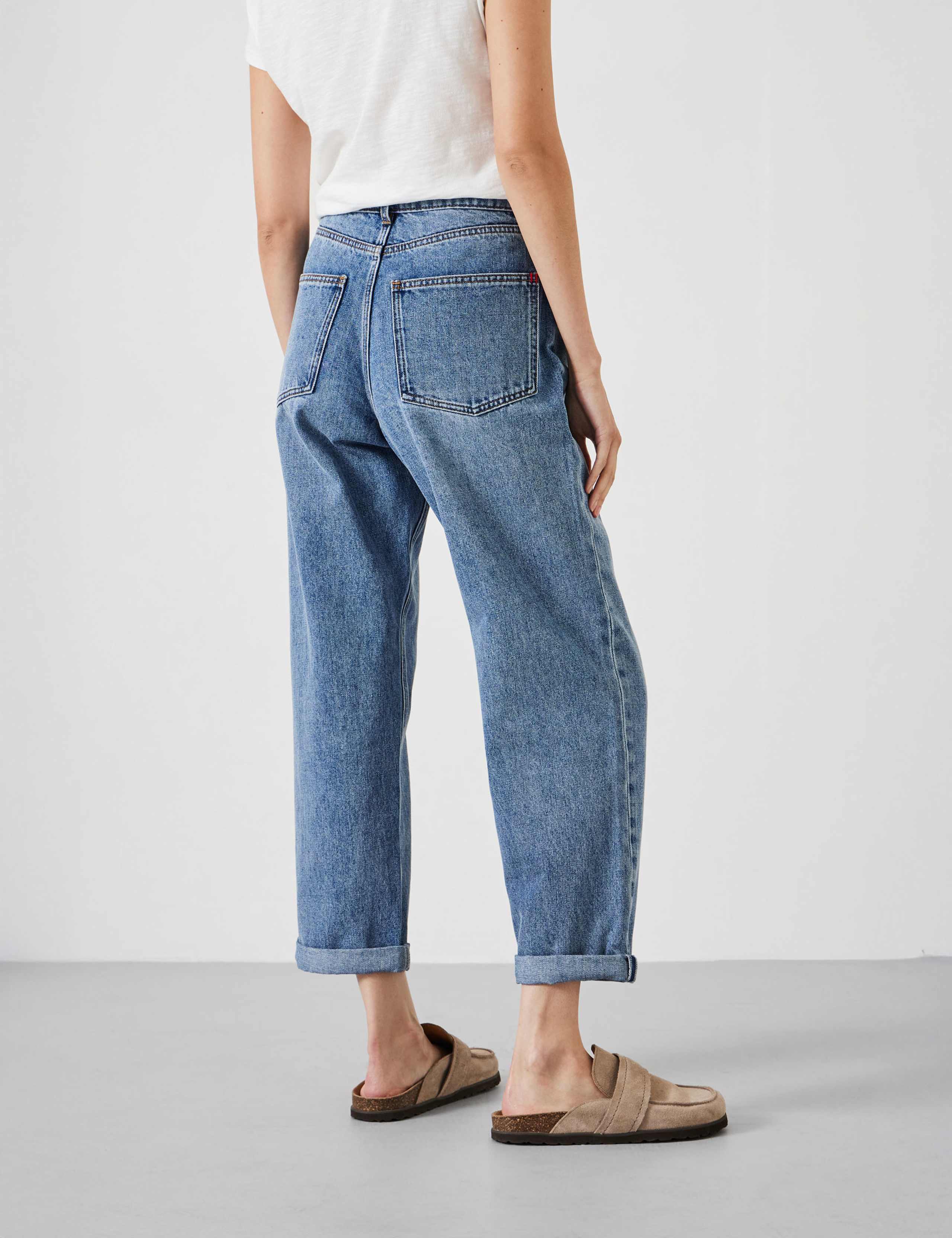 Boyfriend Mid Rise Cropped Turn Up Jeans 5 of 5