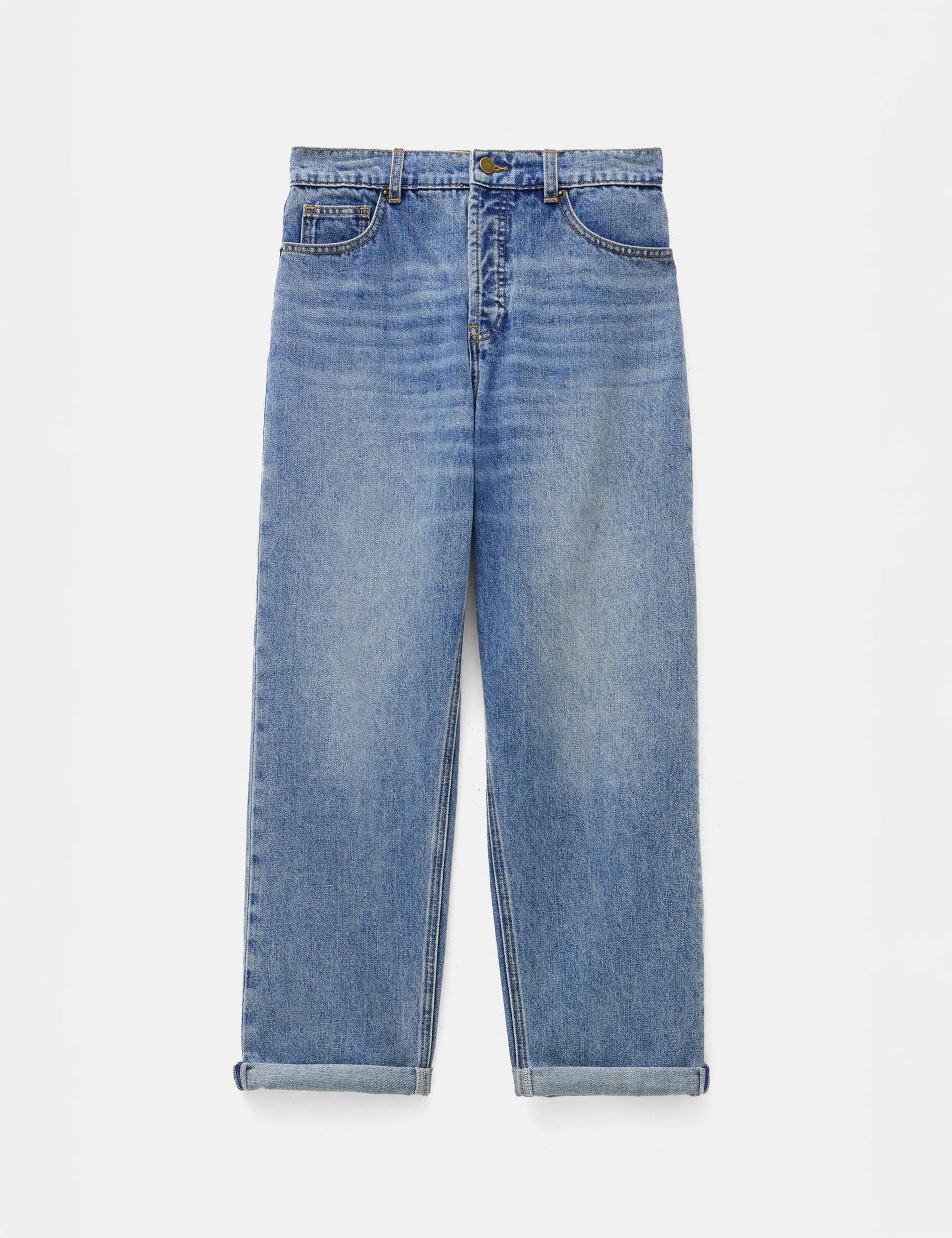 Boyfriend Mid Rise Cropped Turn Up Jeans 2 of 5