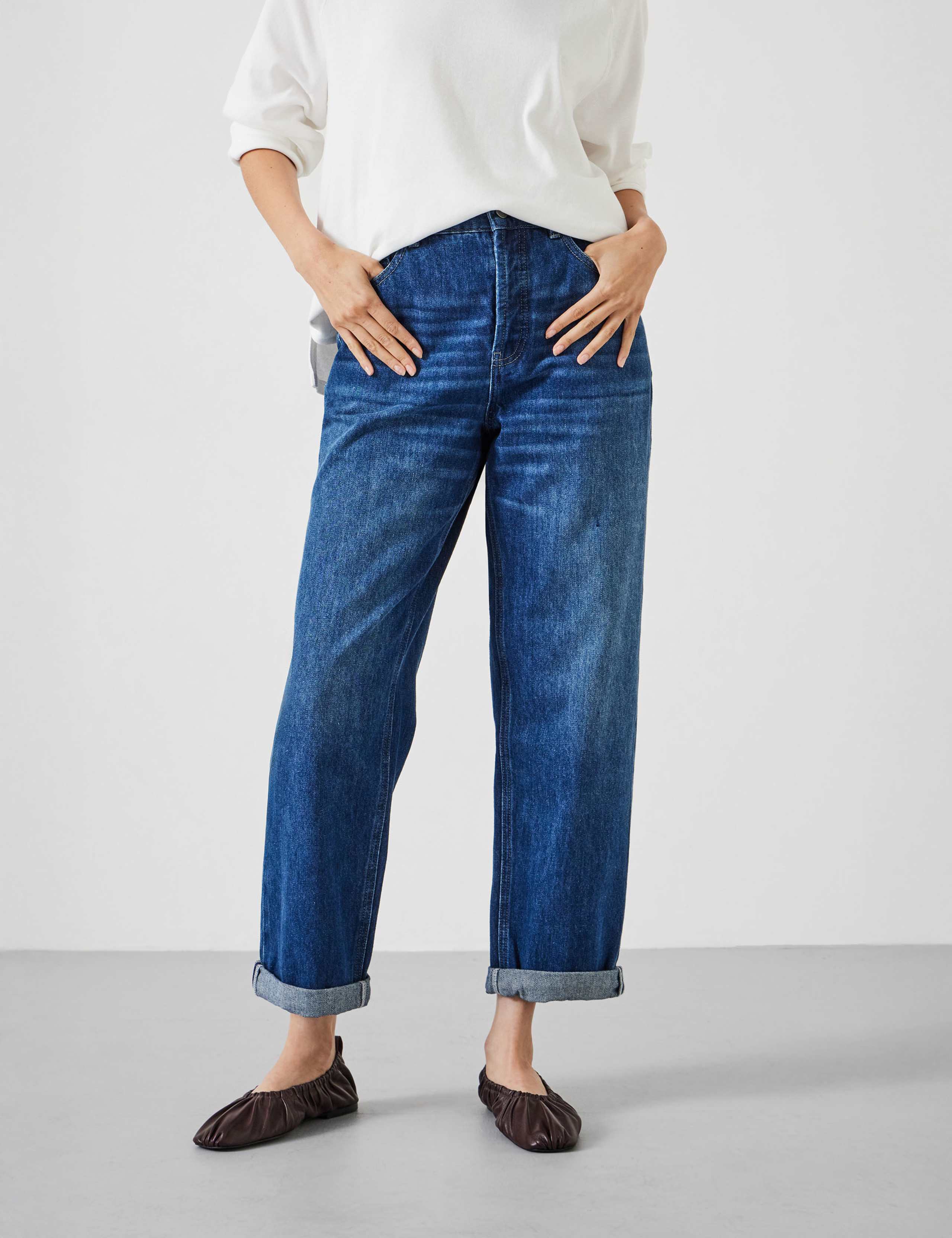 Boyfriend Mid Rise Cropped Turn Up Jeans 5 of 5