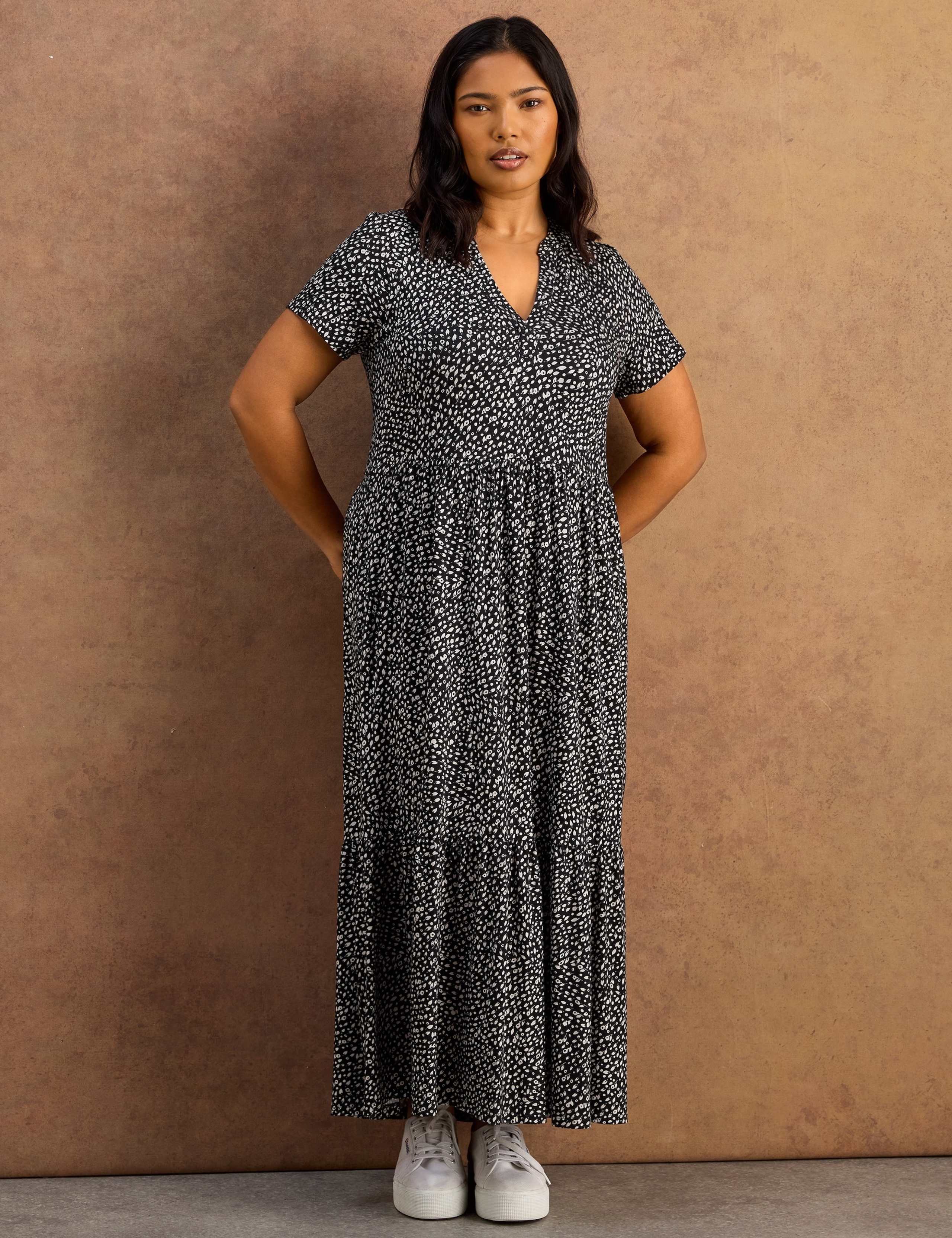 Jersey Floral V-Neck Midaxi Tiered Dress 5 of 5