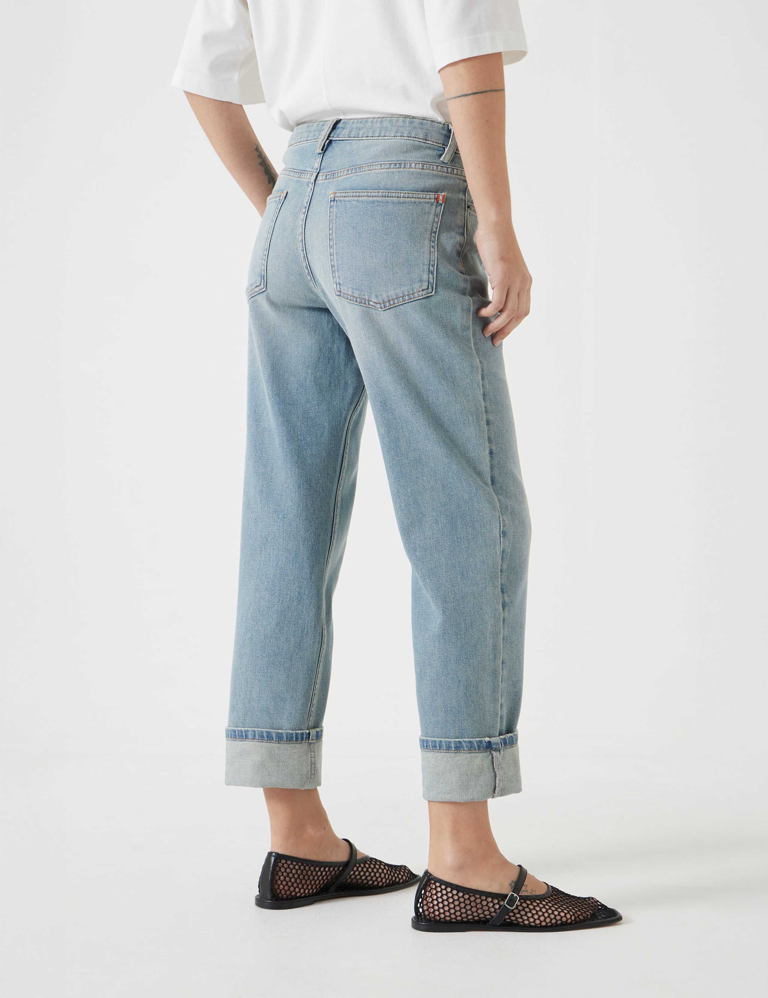 Agnes Straight Leg Mid Rise Cropped Turn Up Jeans 4 of 5