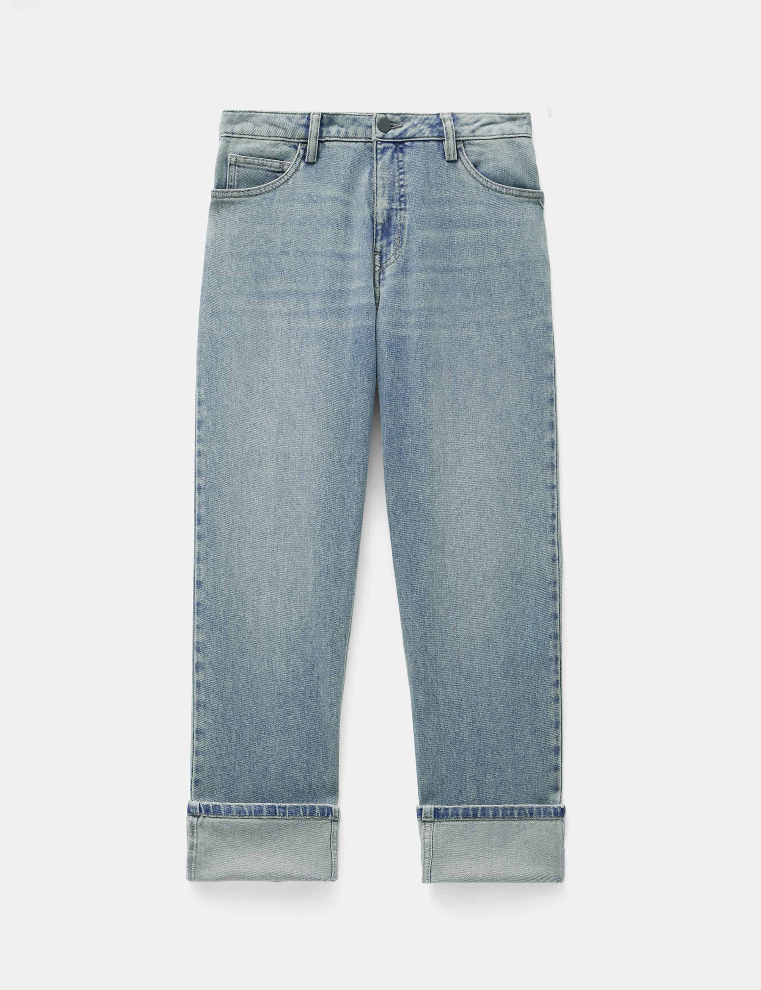 Agnes Straight Leg Mid Rise Cropped Turn Up Jeans 2 of 5