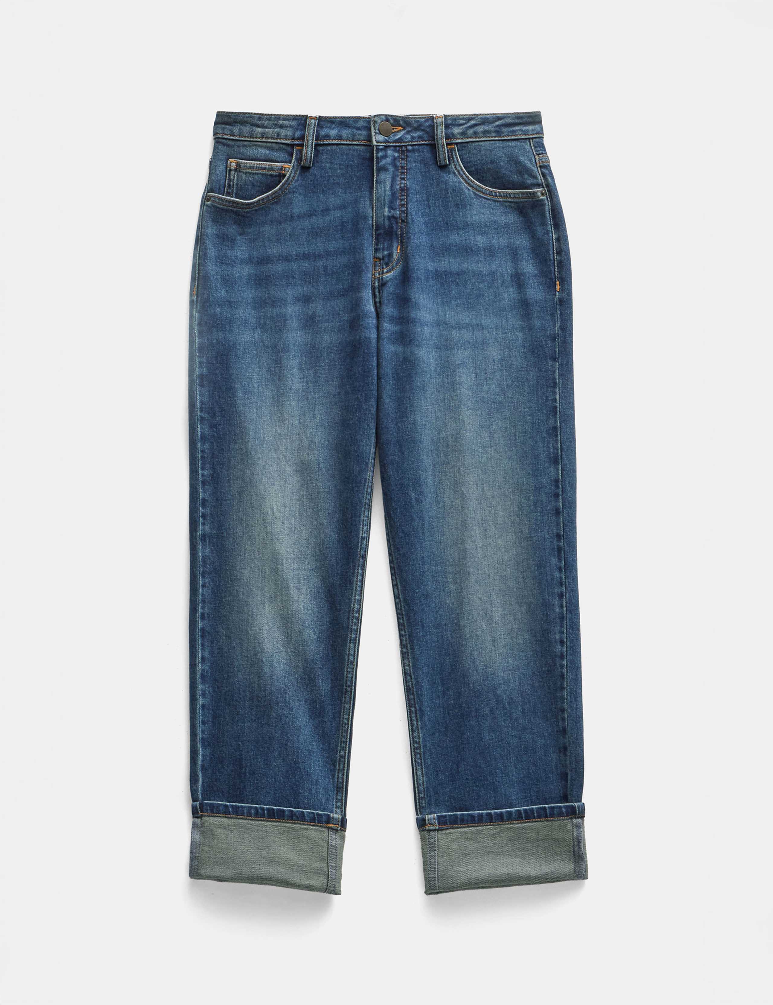 Agnes Straight Leg Mid Rise Cropped Turn Up Jeans 2 of 5