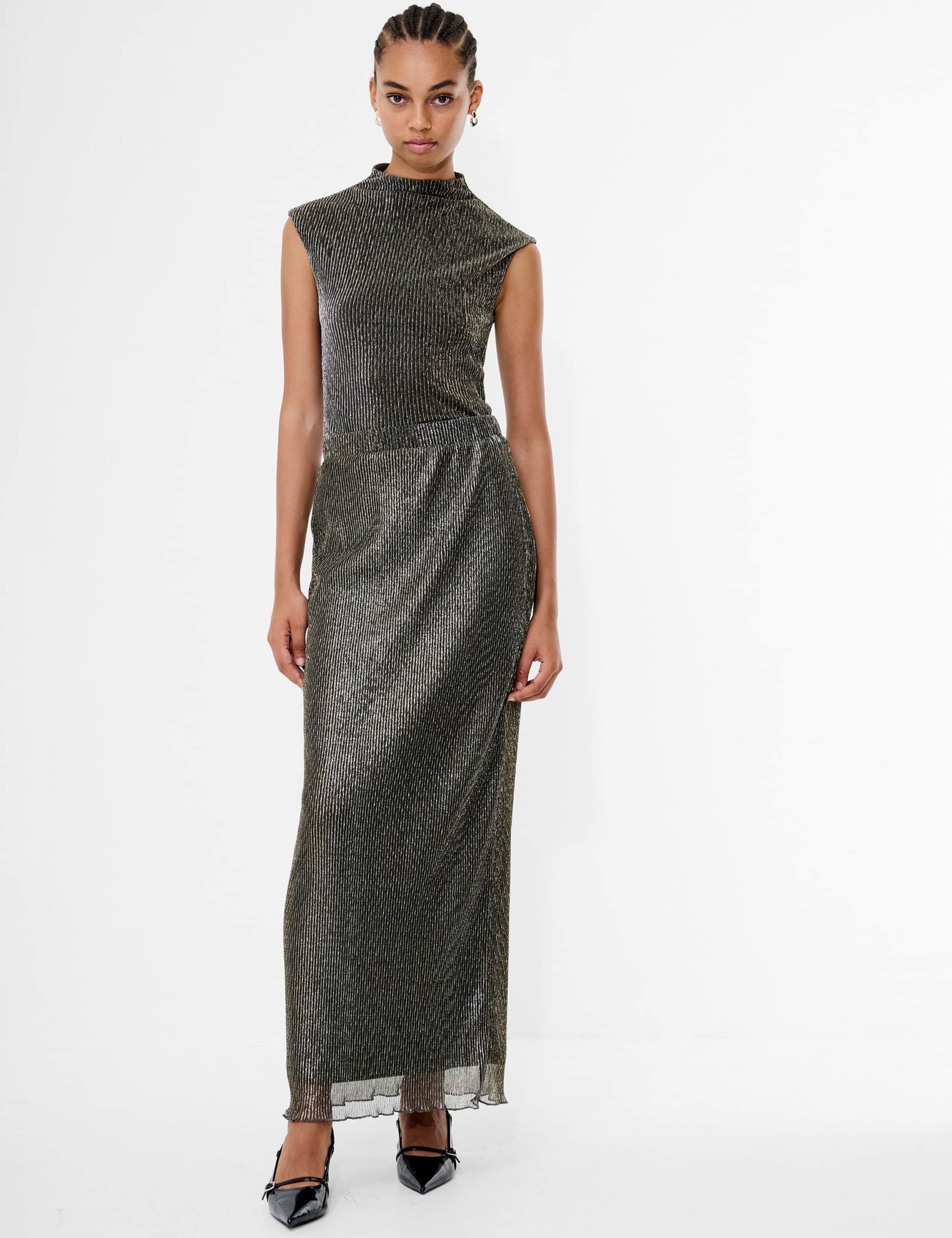 Metallic Plisse Midi Skirt 1 of 3