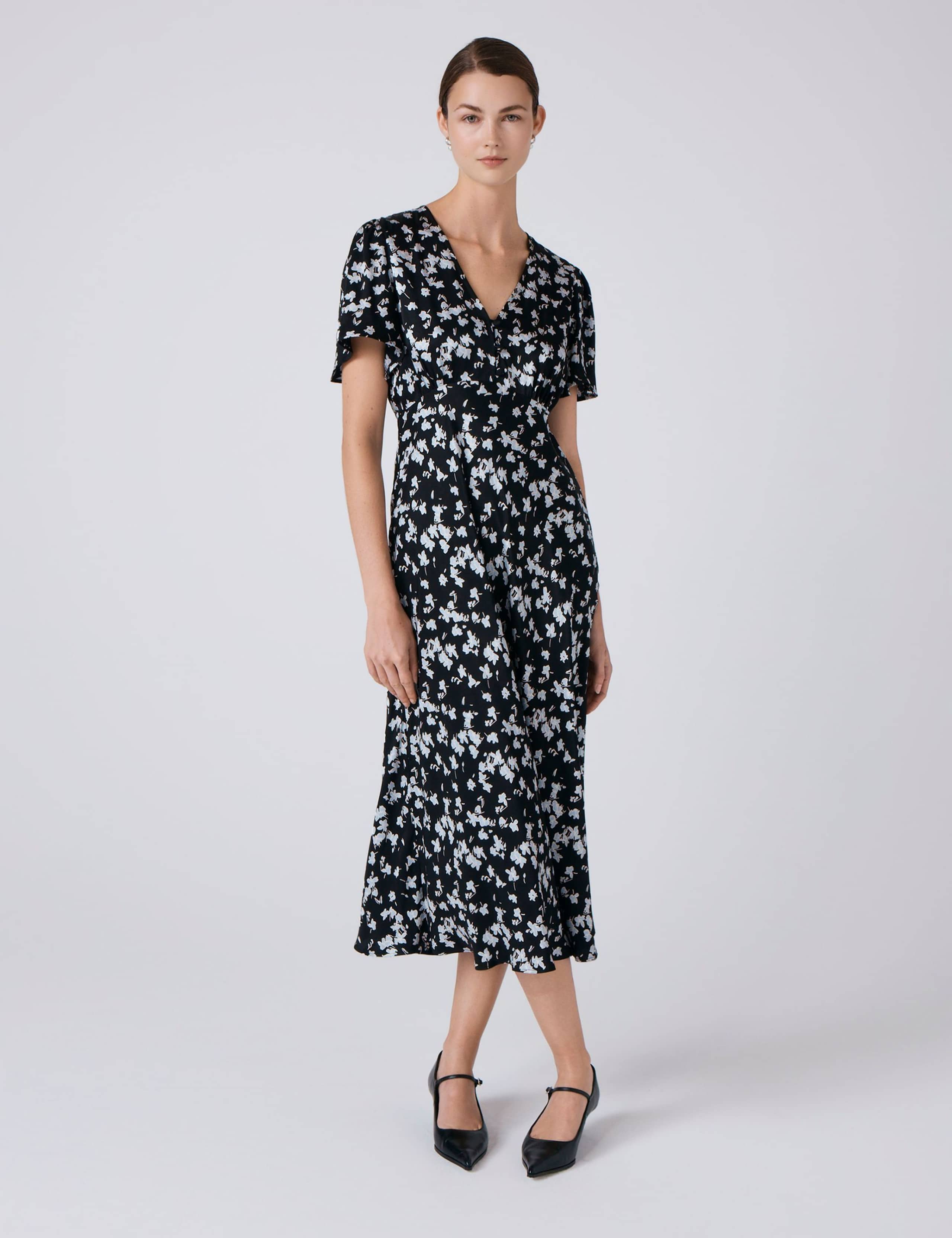Satin Floral Midi Tea Dress 2 of 5