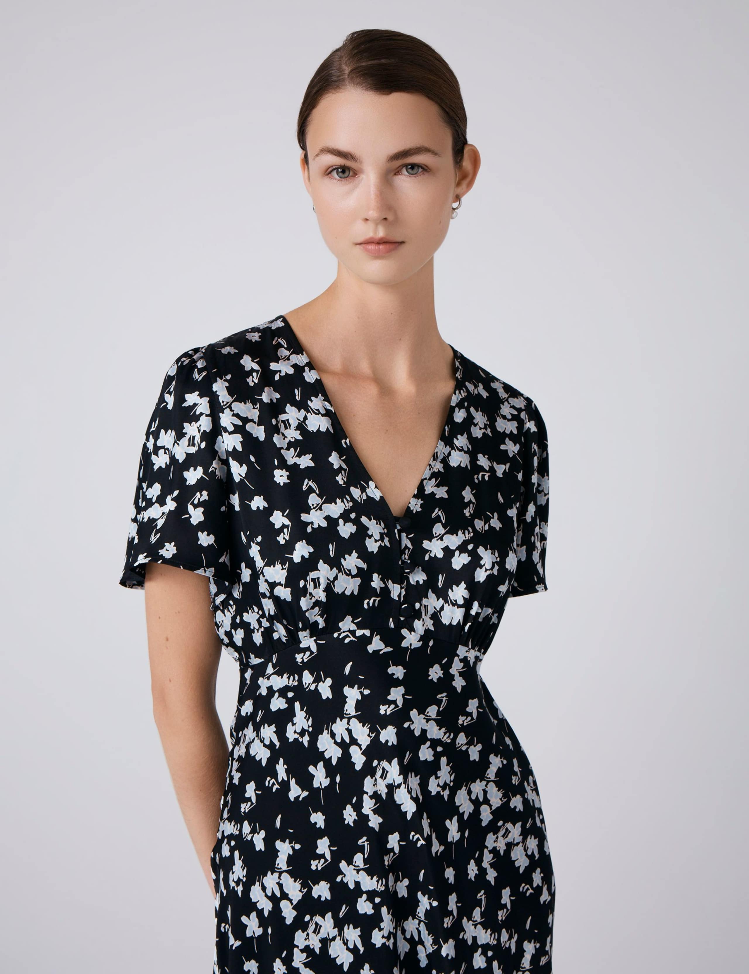 Satin Floral Midi Tea Dress 4 of 5