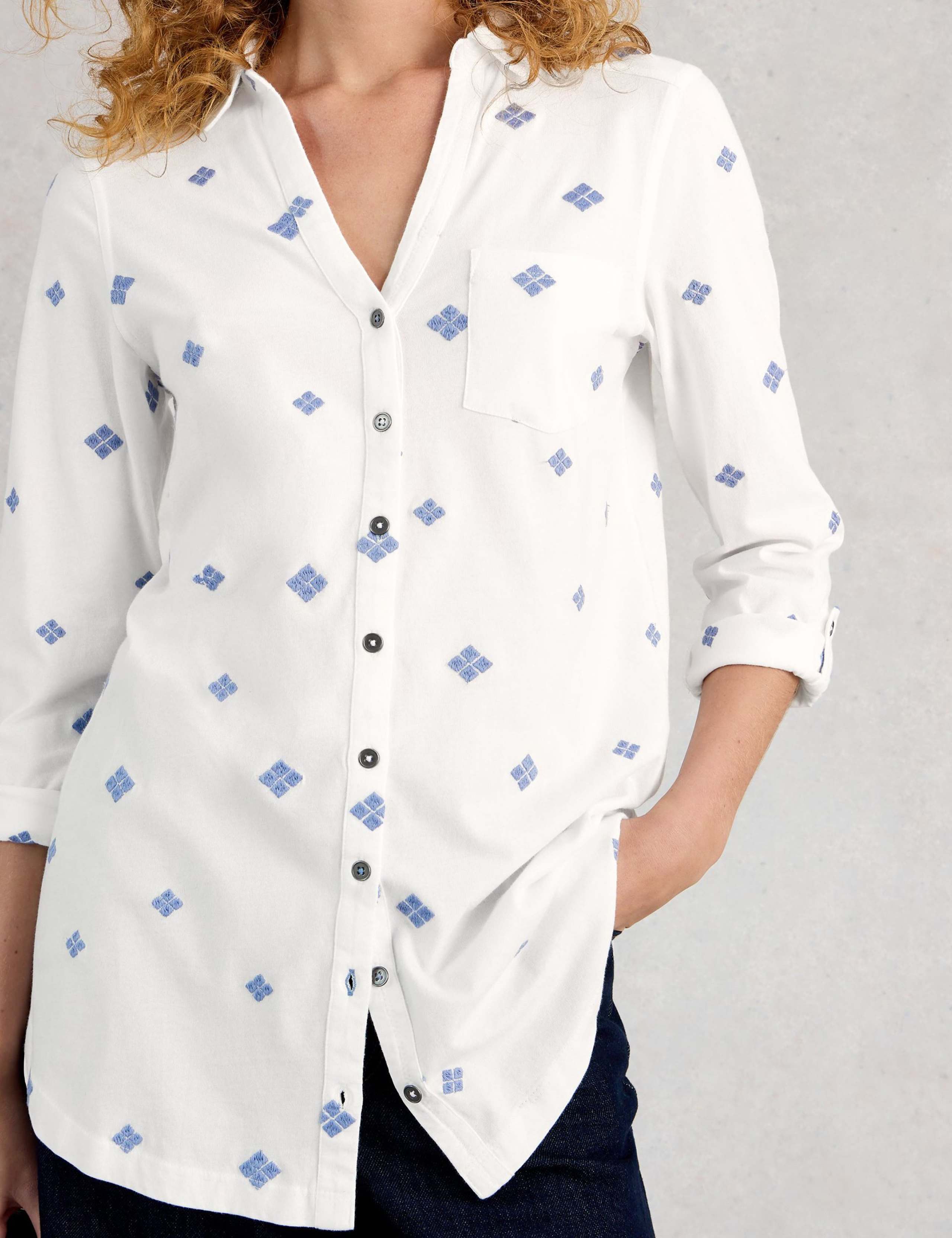 Pure Cotton Embroidered Longline Shirt 3 of 6