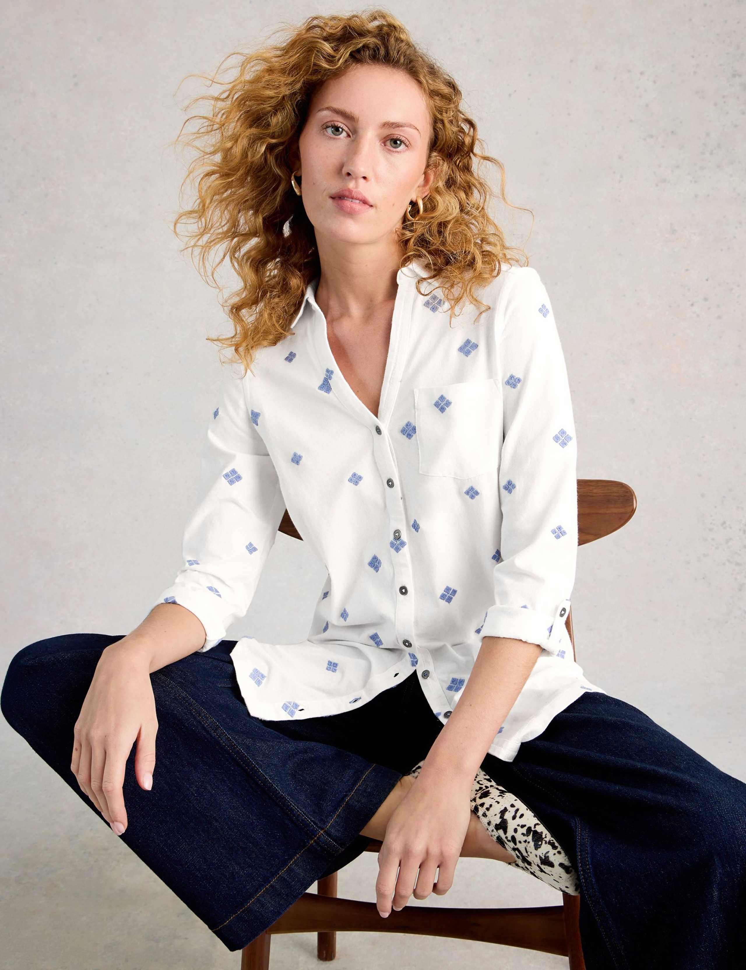 Pure Cotton Embroidered Longline Shirt 4 of 6