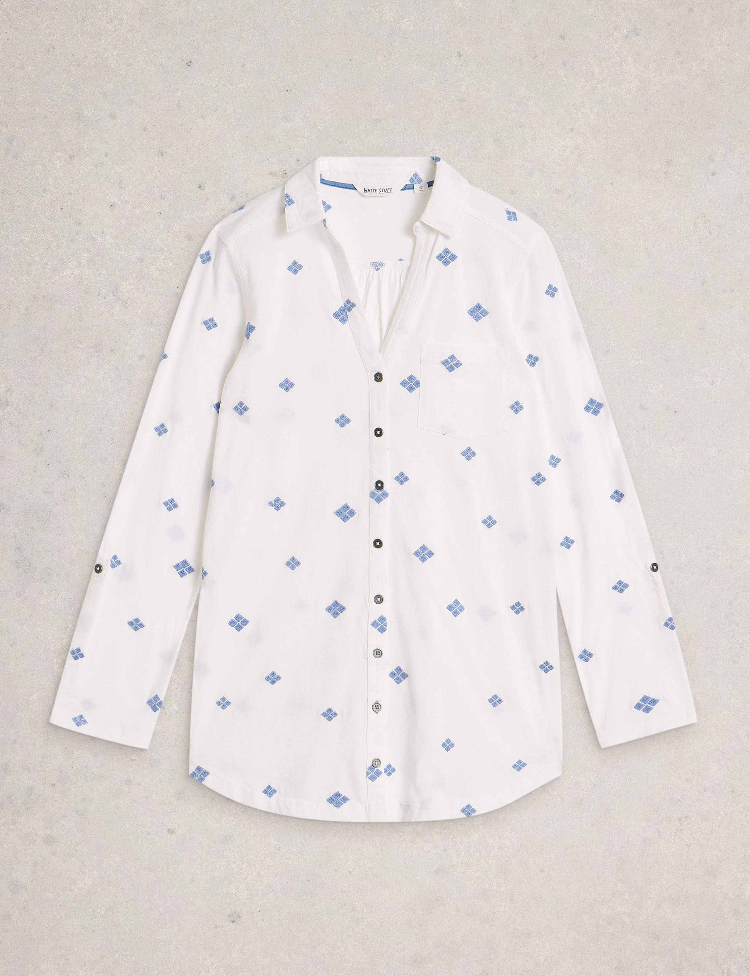 Pure Cotton Embroidered Longline Shirt 2 of 6