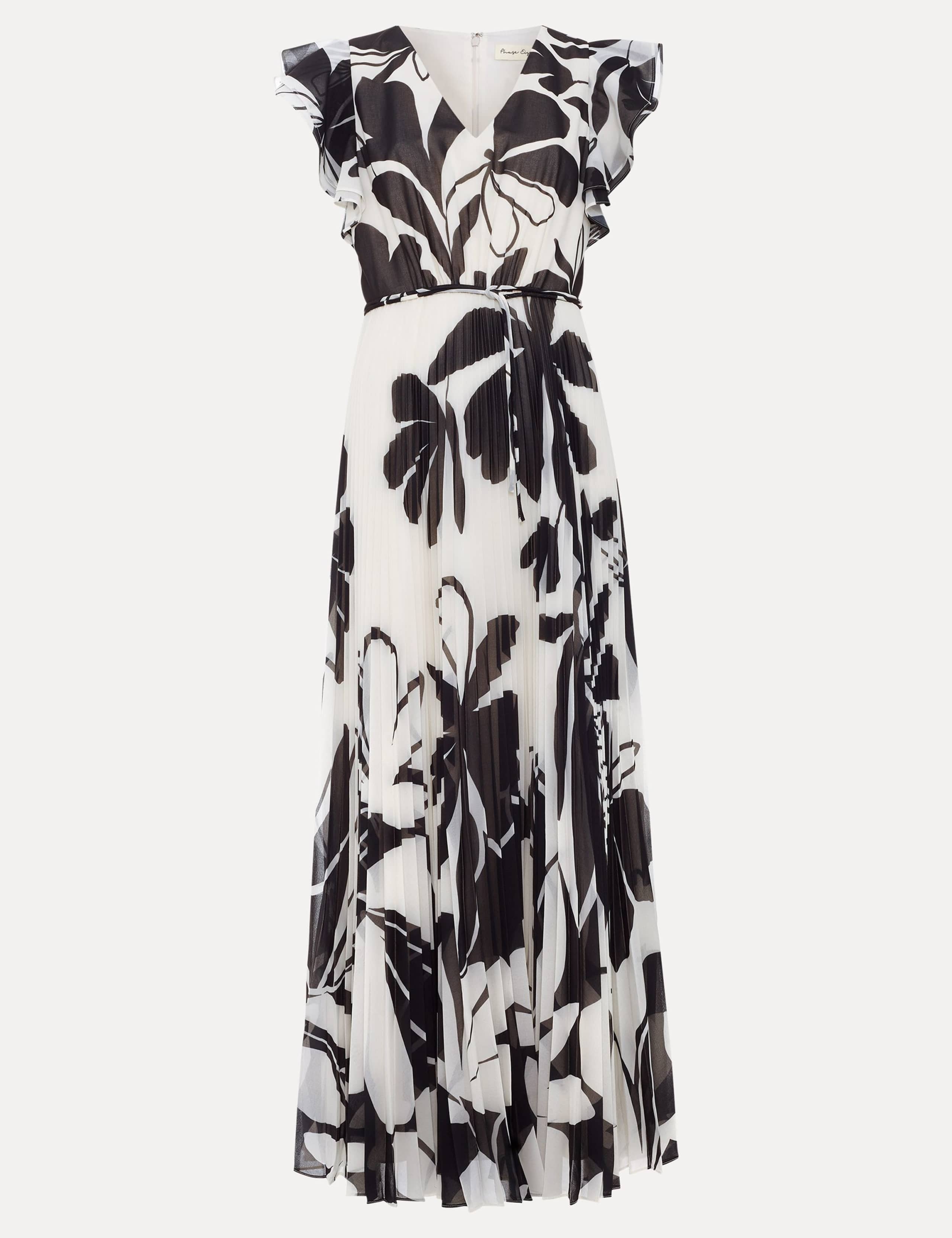 Floral V-Neck Pleated Maxi Skater Dress 2 of 8