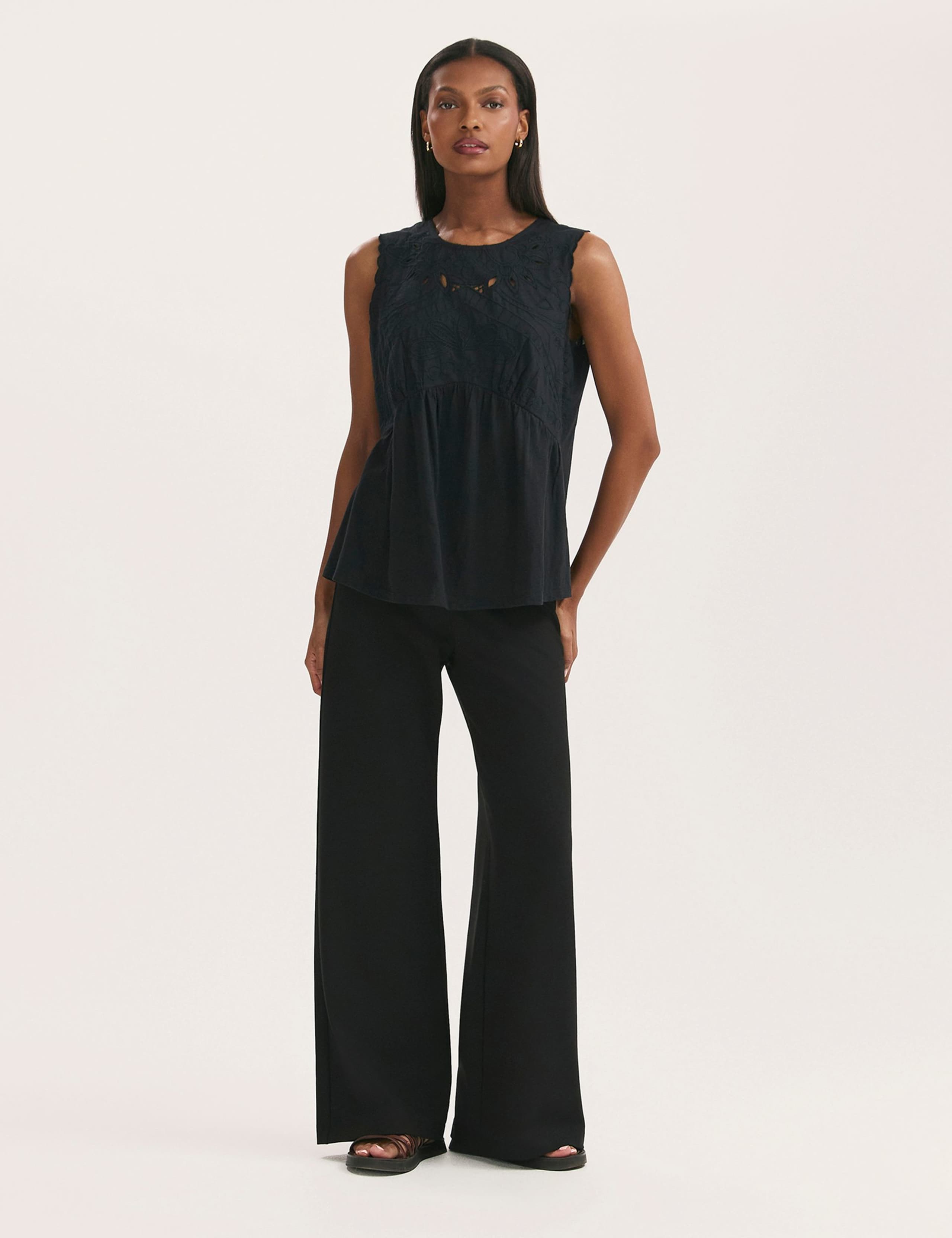 Pure Cotton Embroidered Round Neck Vest Top 3 of 4