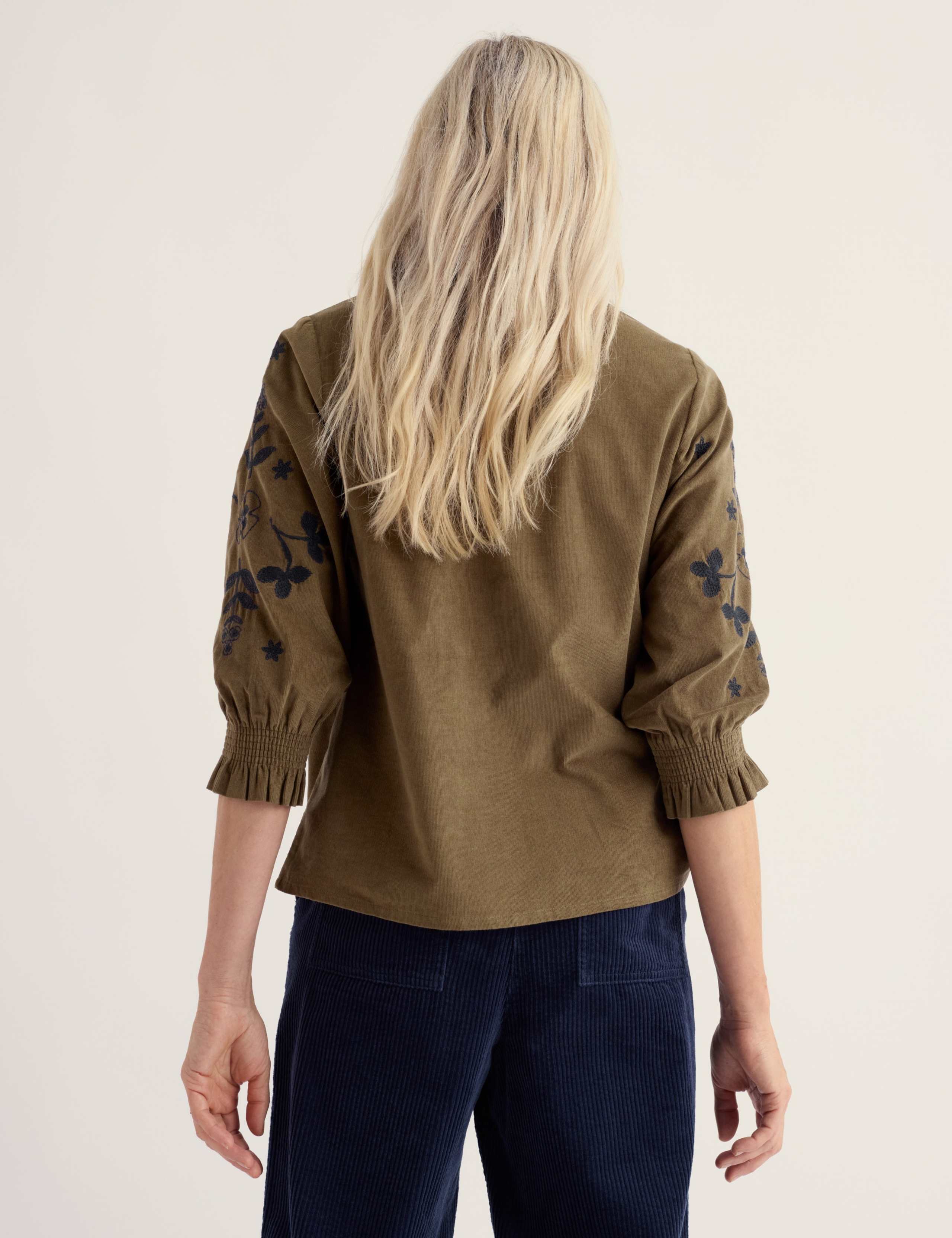 Pure Cotton Embroidered Collared Blouse 4 of 5