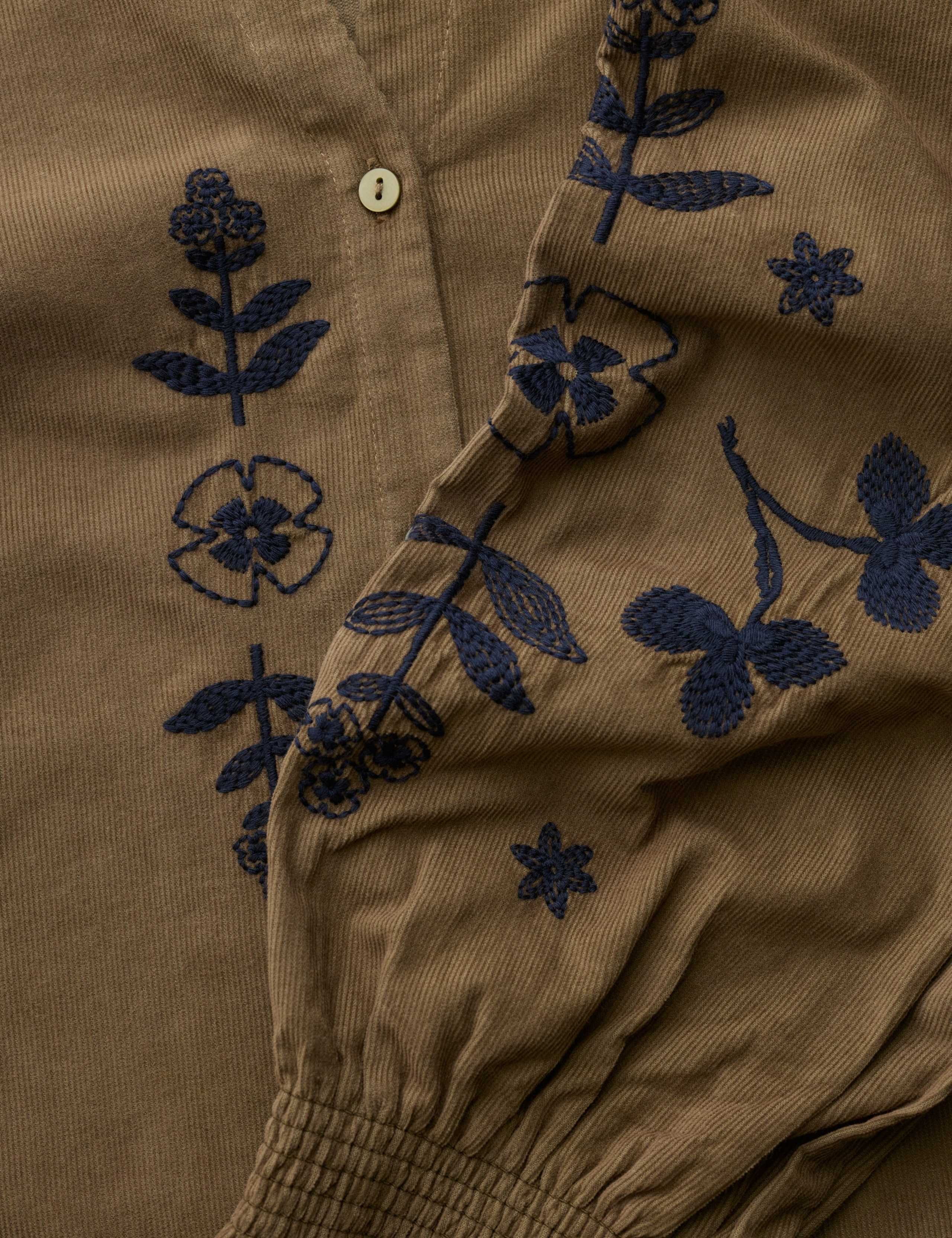 Pure Cotton Embroidered Collared Blouse 5 of 5