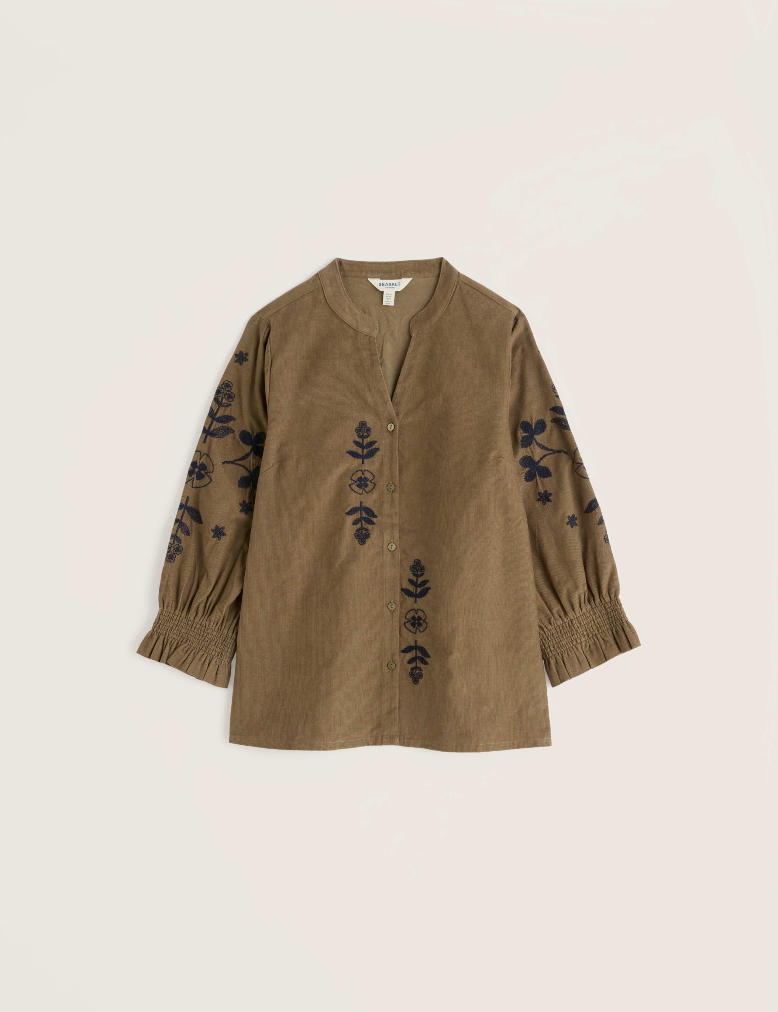 Pure Cotton Embroidered Collared Blouse 2 of 5