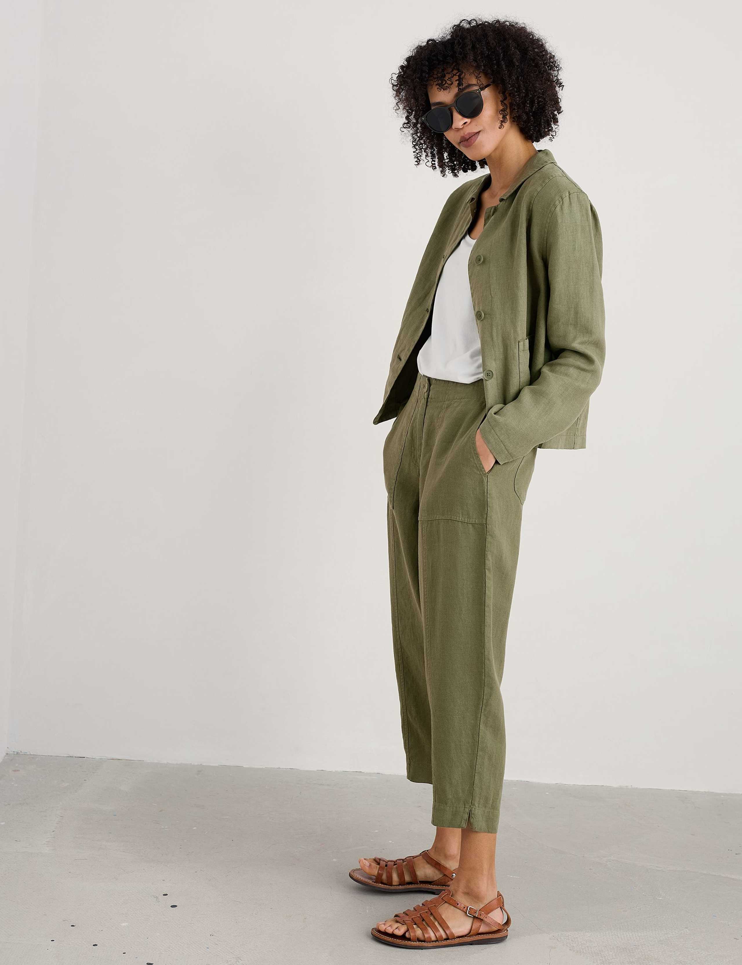 Pure Linen Relaxed Cropped Utility Jacket 3 of 4