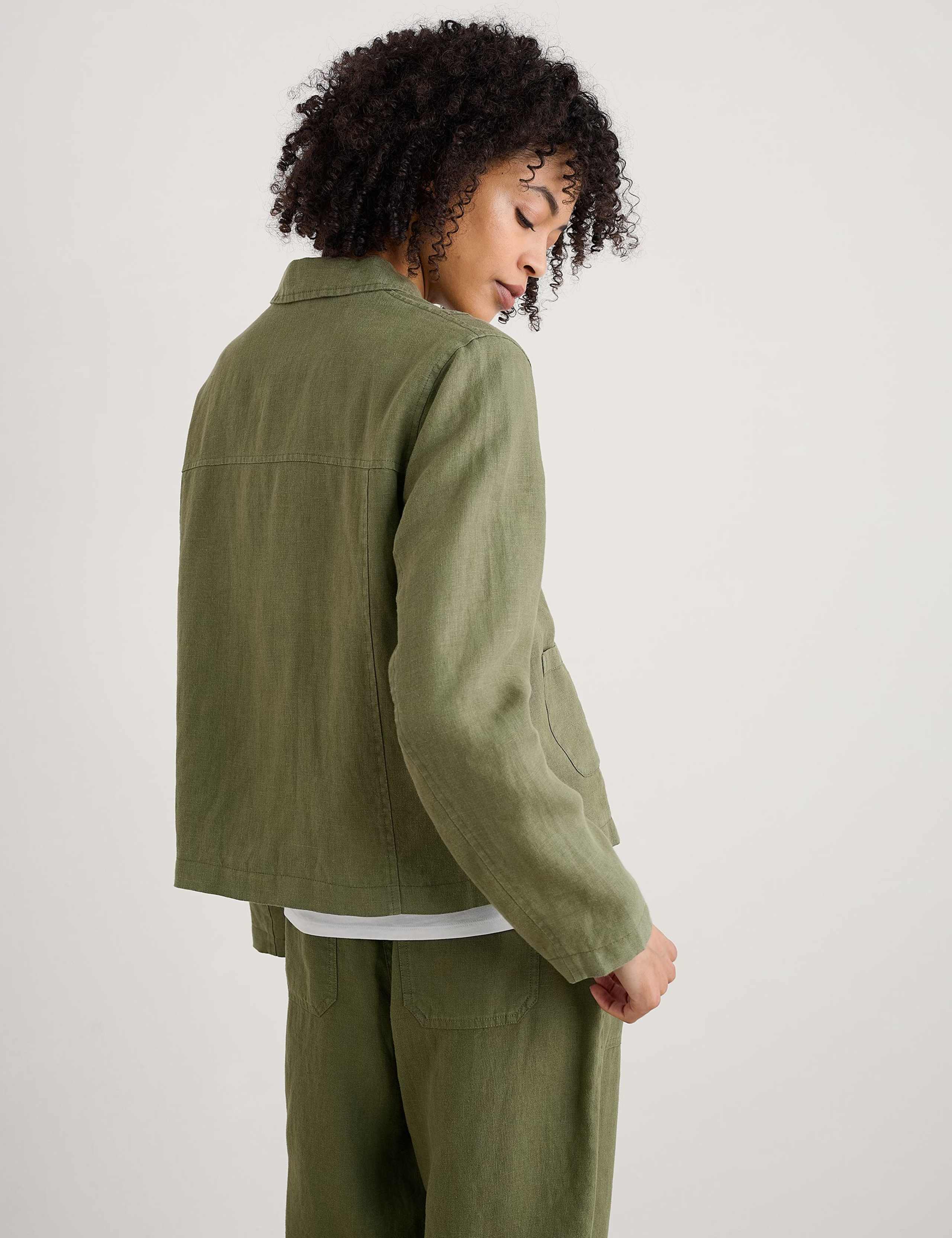 Pure Linen Relaxed Cropped Utility Jacket 4 of 4