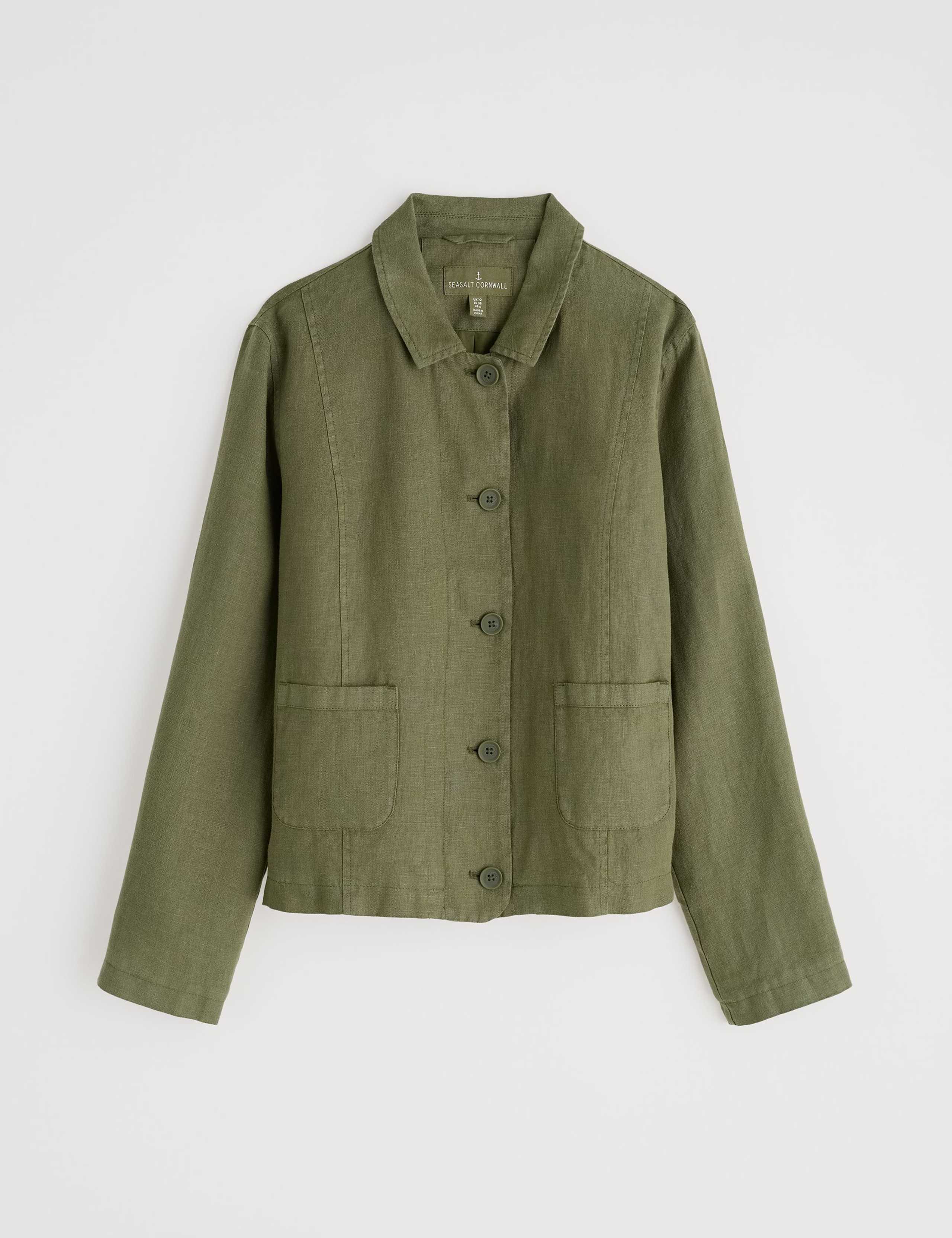 Pure Linen Relaxed Cropped Utility Jacket 2 of 4