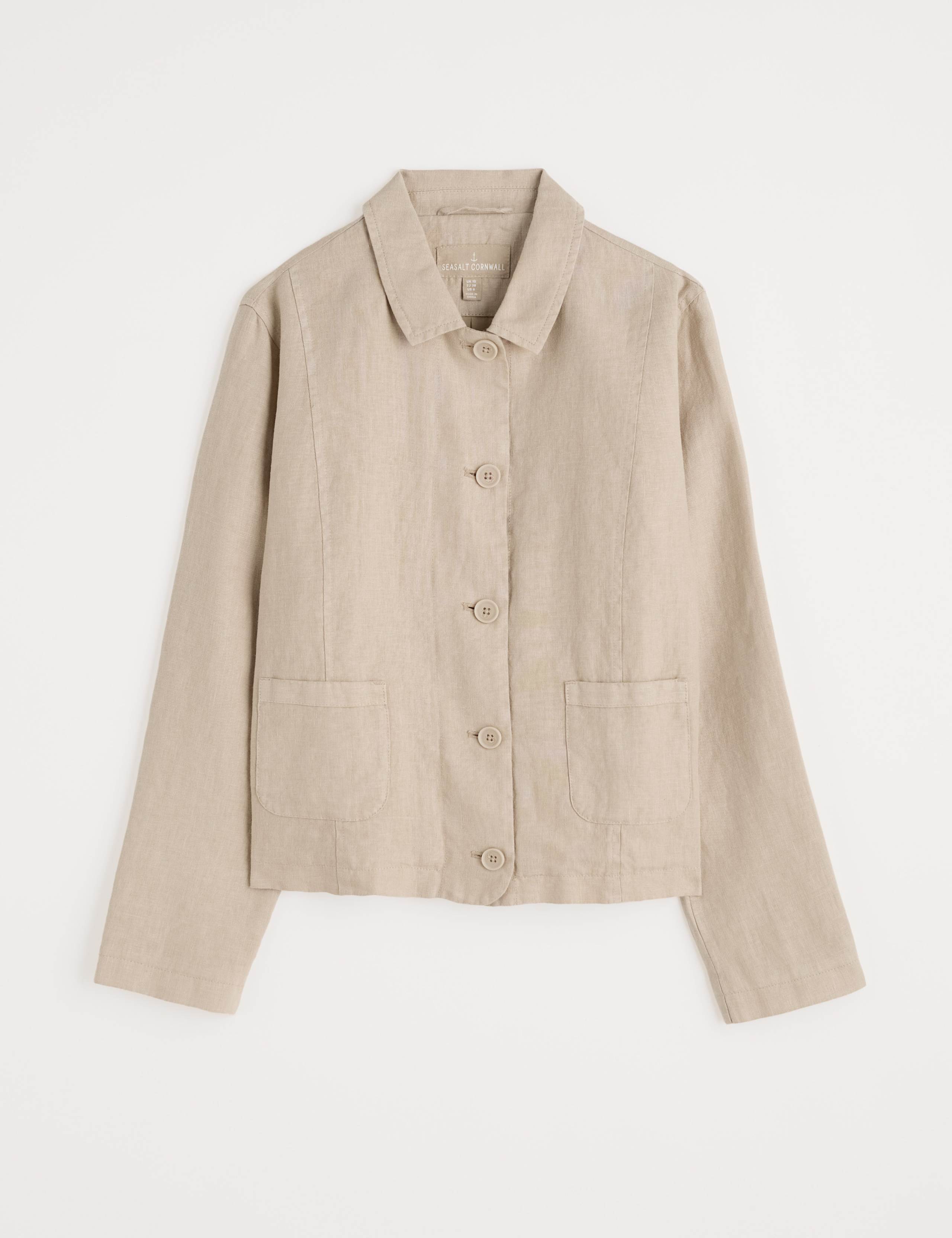 Pure Linen Relaxed Cropped Utility Jacket 2 of 4