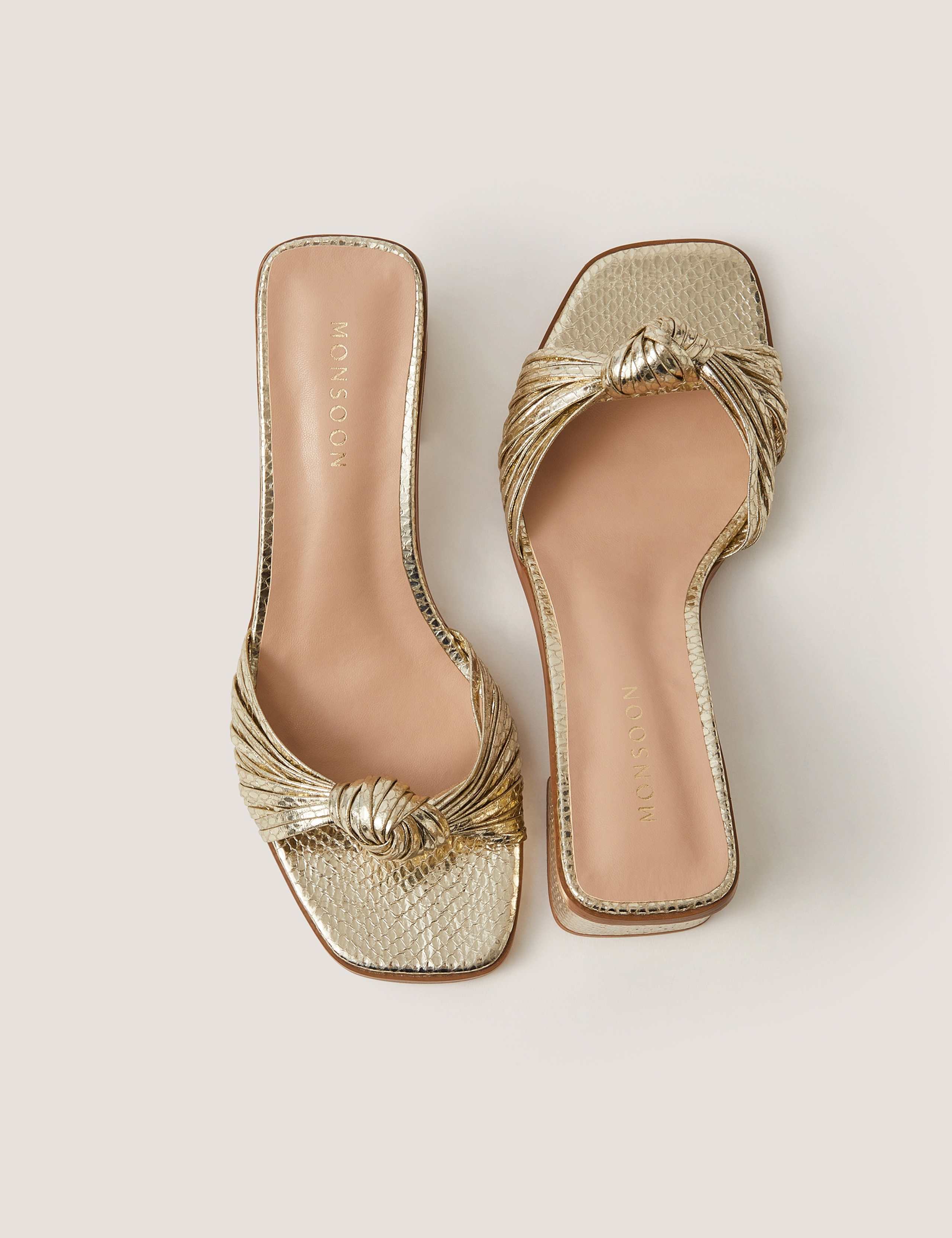 Metallic Snake Print Knot Block Heel Mules 2 of 3
