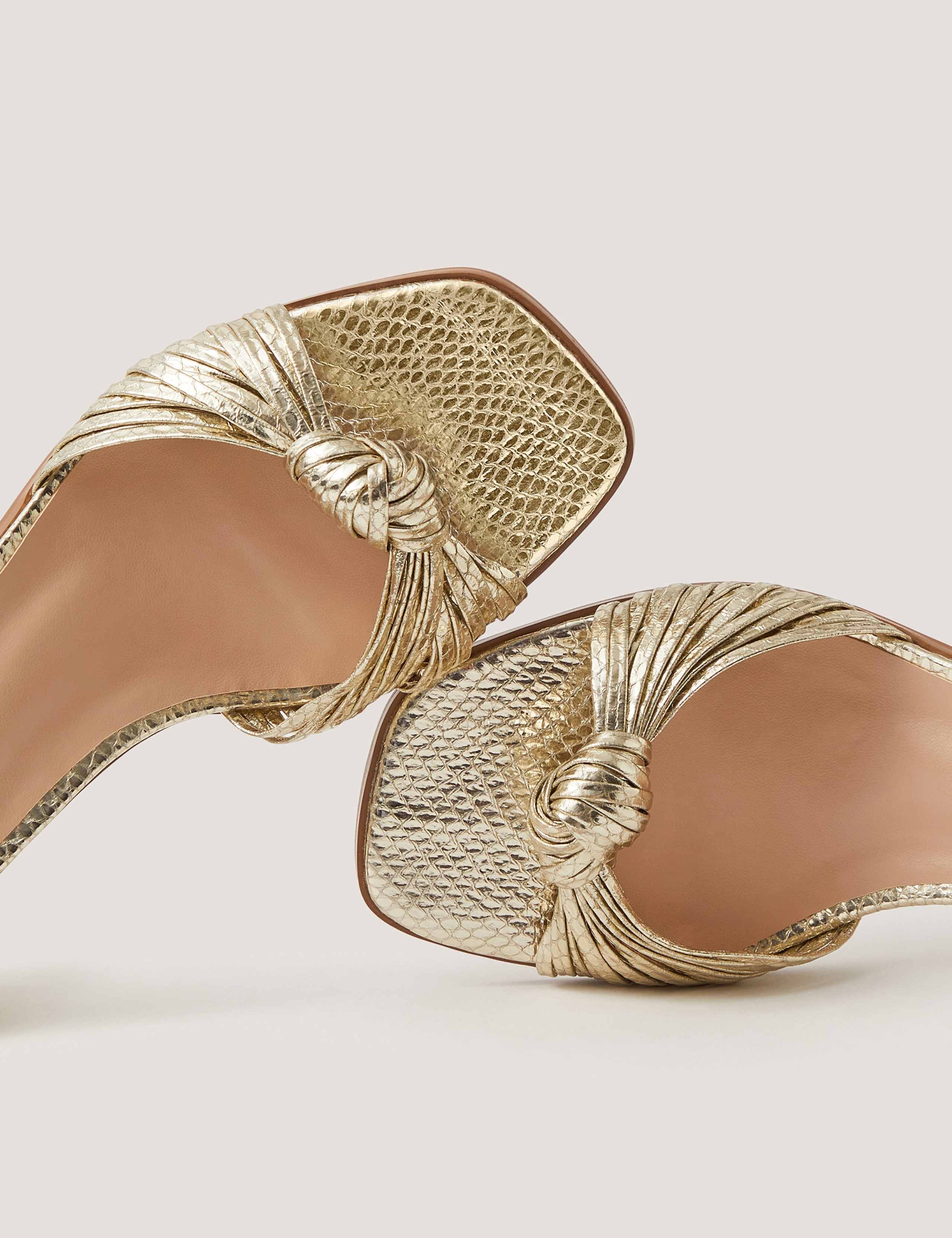 Metallic Snake Print Knot Block Heel Mules 3 of 3