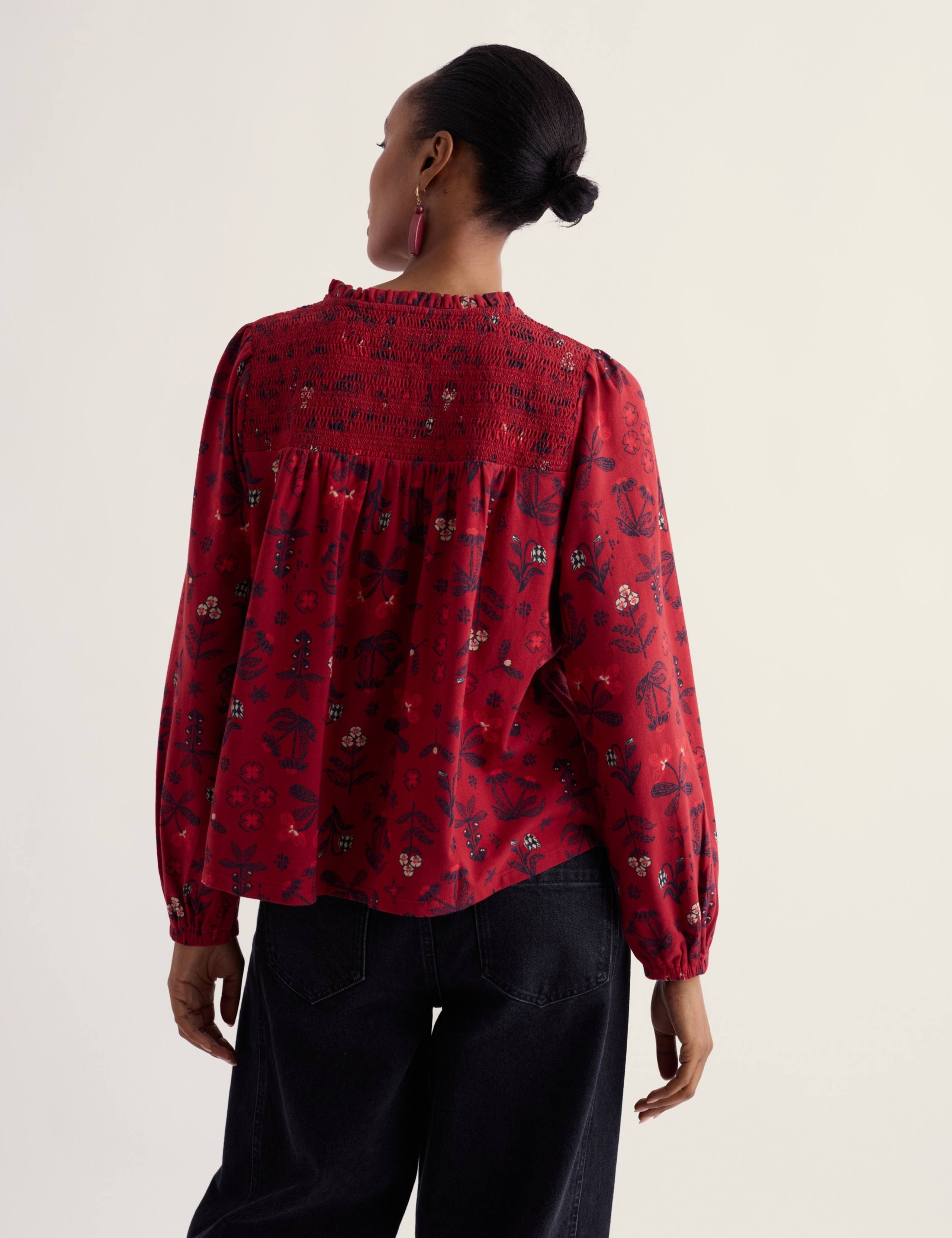 Cotton Rich Printed Notch Neck Relaxed Blouse 3 of 4