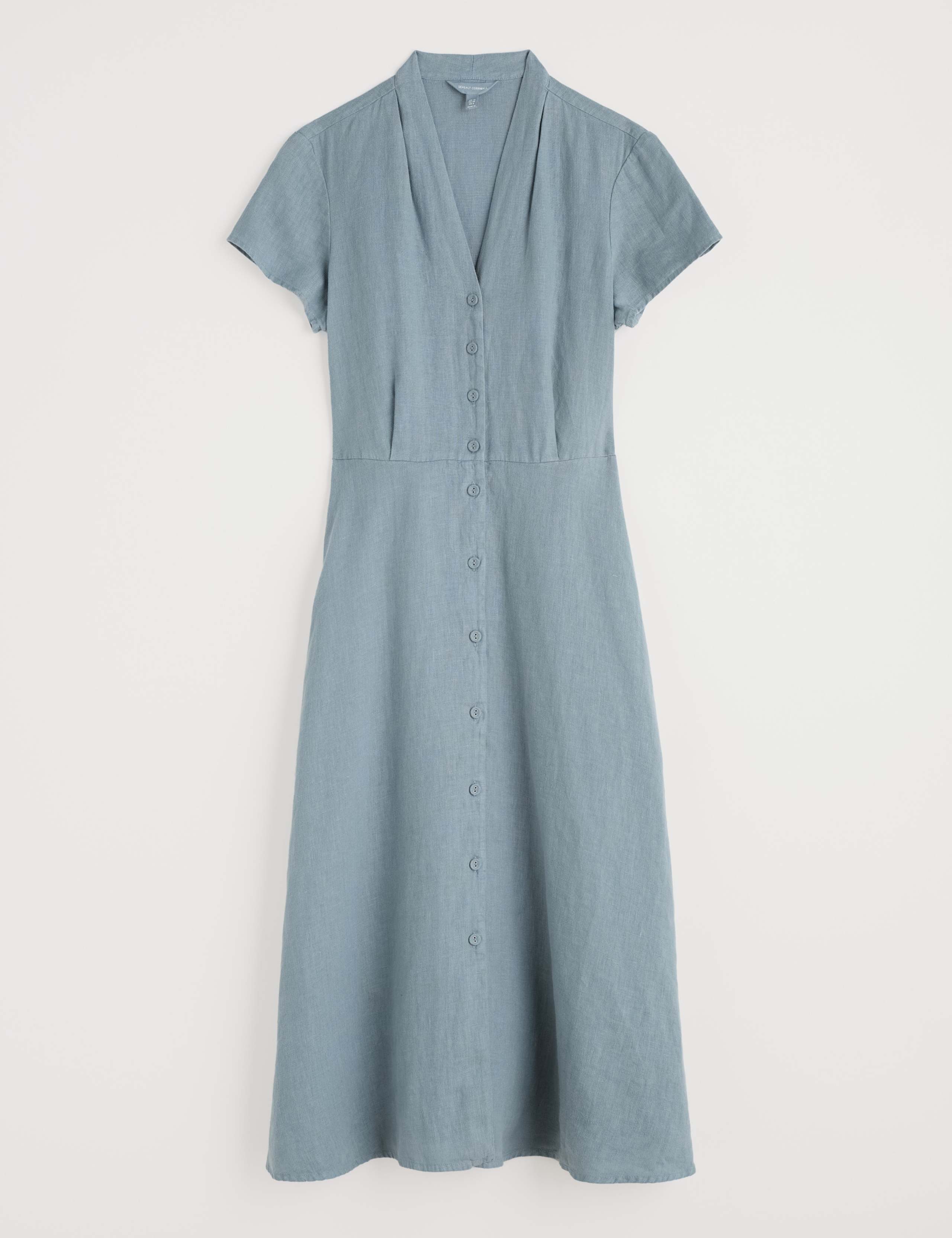 Pure Linen V-Neck Midi Shirt Dress 2 of 4
