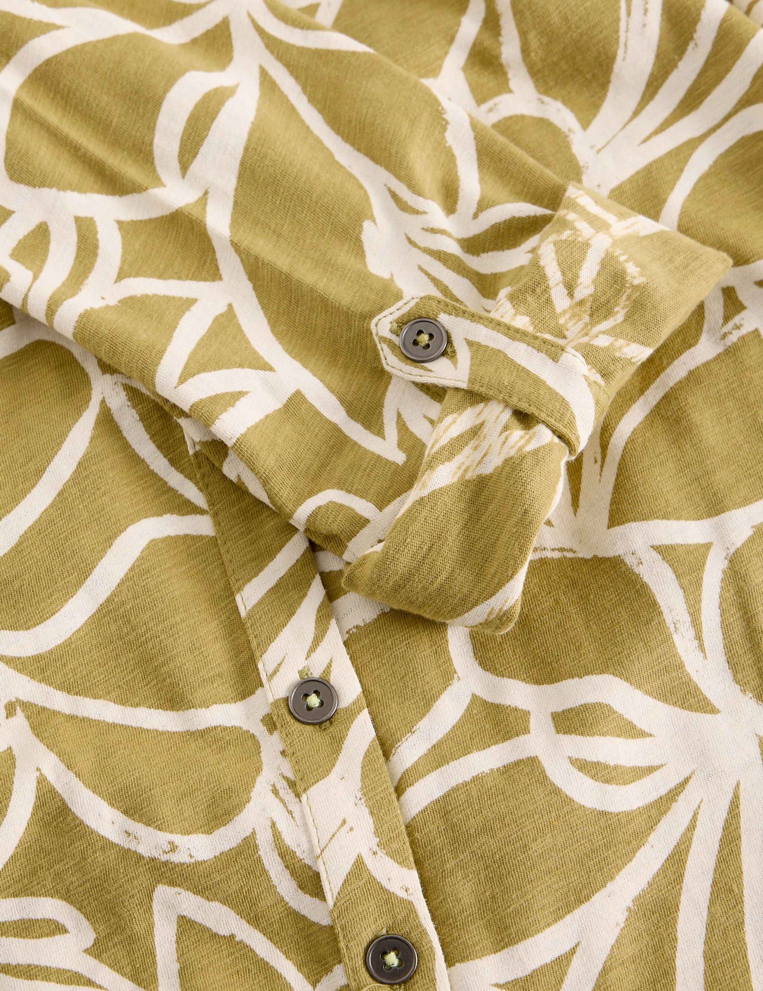 Pure Cotton Floral Collared Longline Shirt 6 of 6