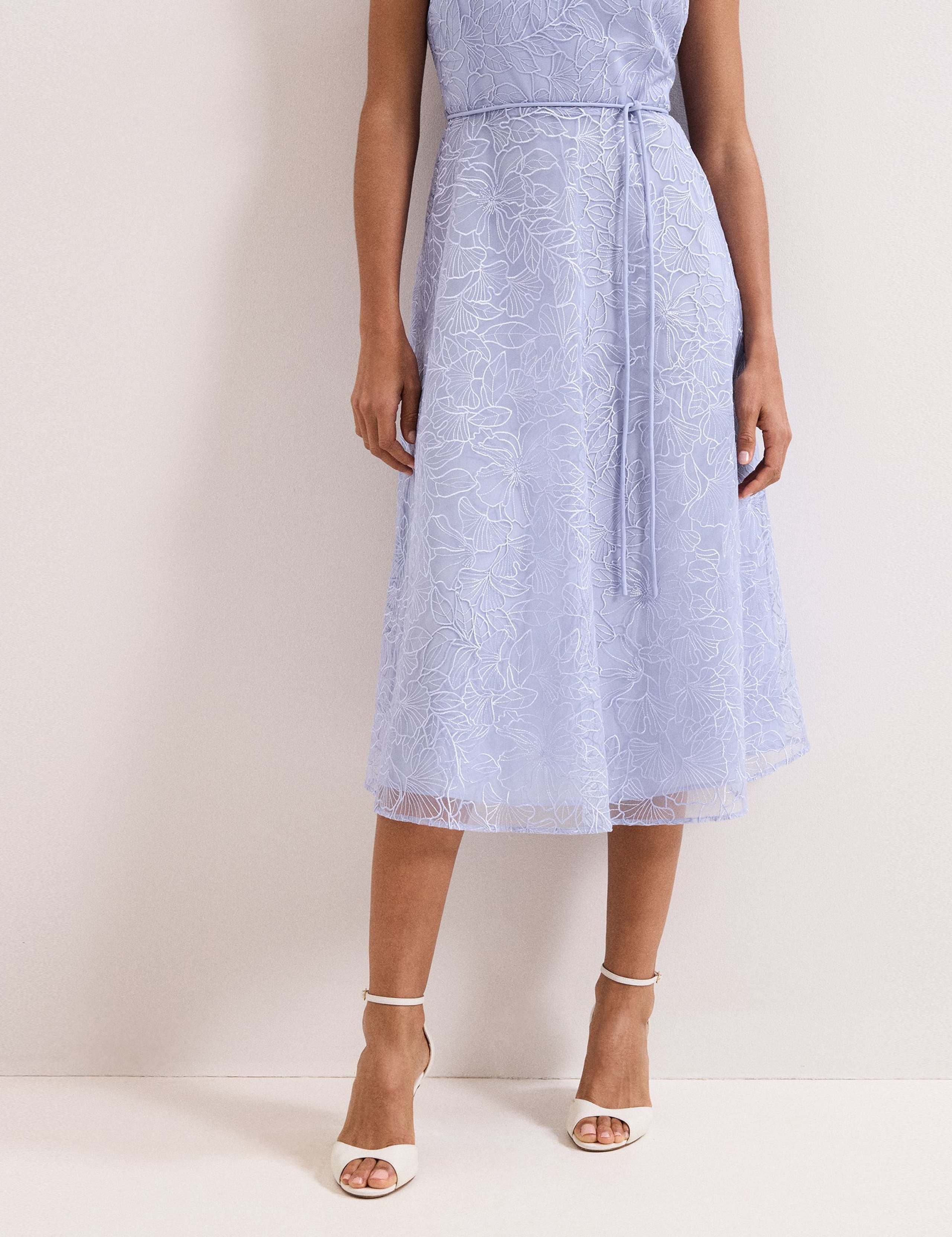 Lace Belted Midi Shift Dress 6 of 7