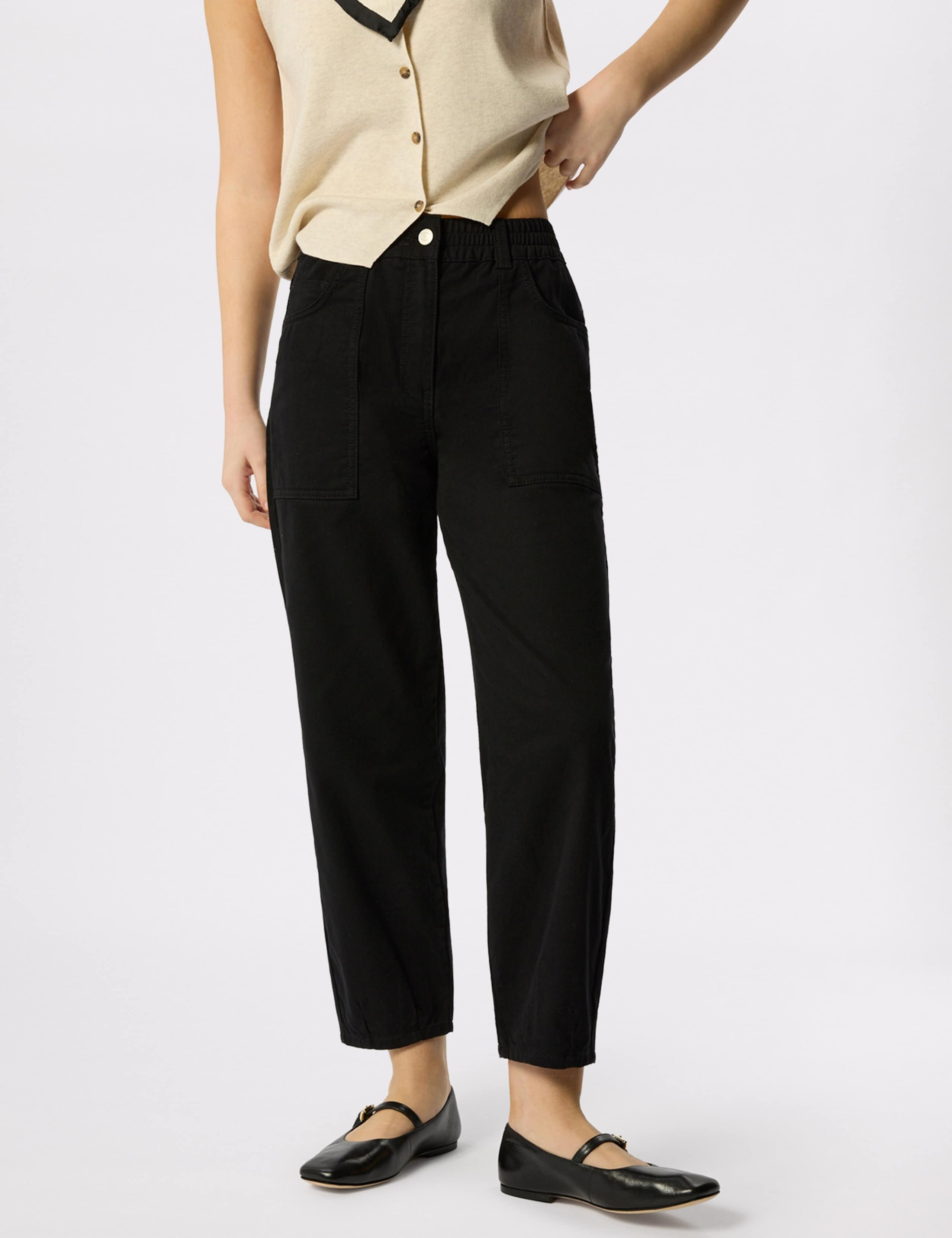 Cotton Rich Straight Leg Ankle Grazer Trousers 3 of 6