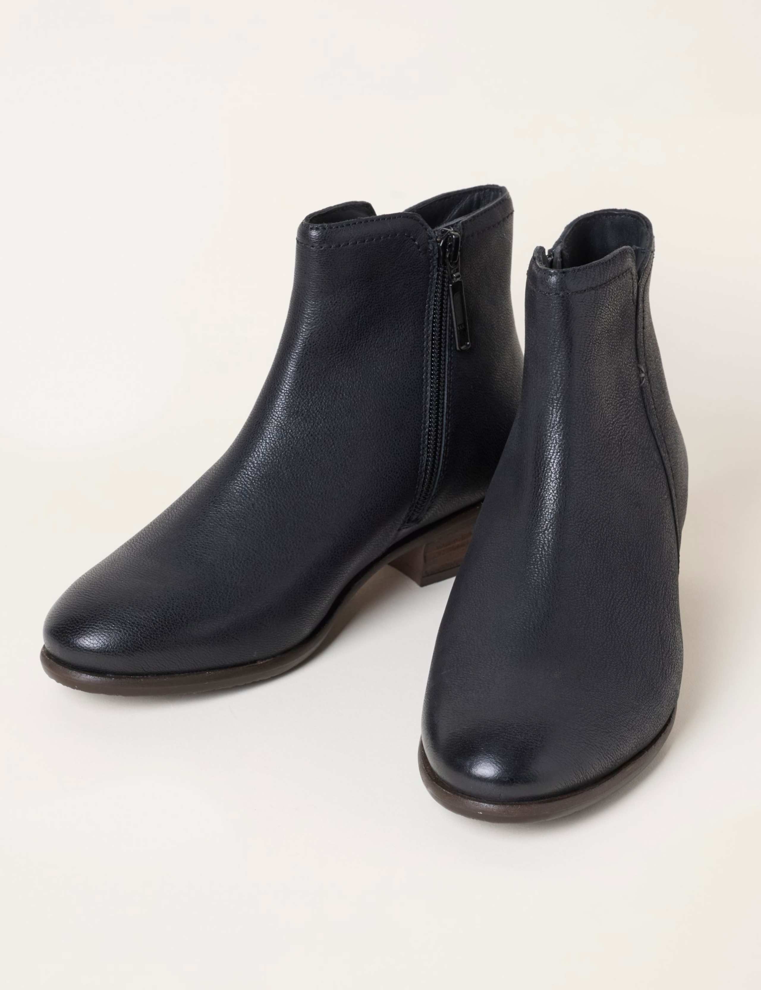 Leather Block Heel Ankle Boots 2 of 3